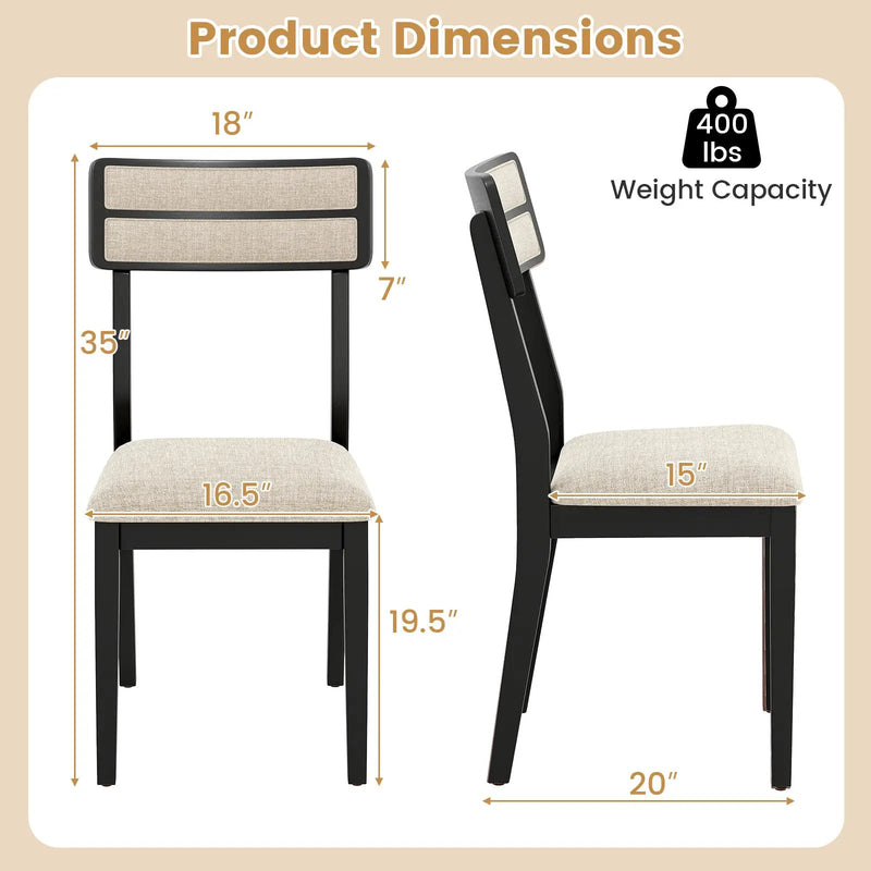 Modern Dining Chairs Set of 2 with Tilt Backrest for Dining Room-Black by DirectDeals
