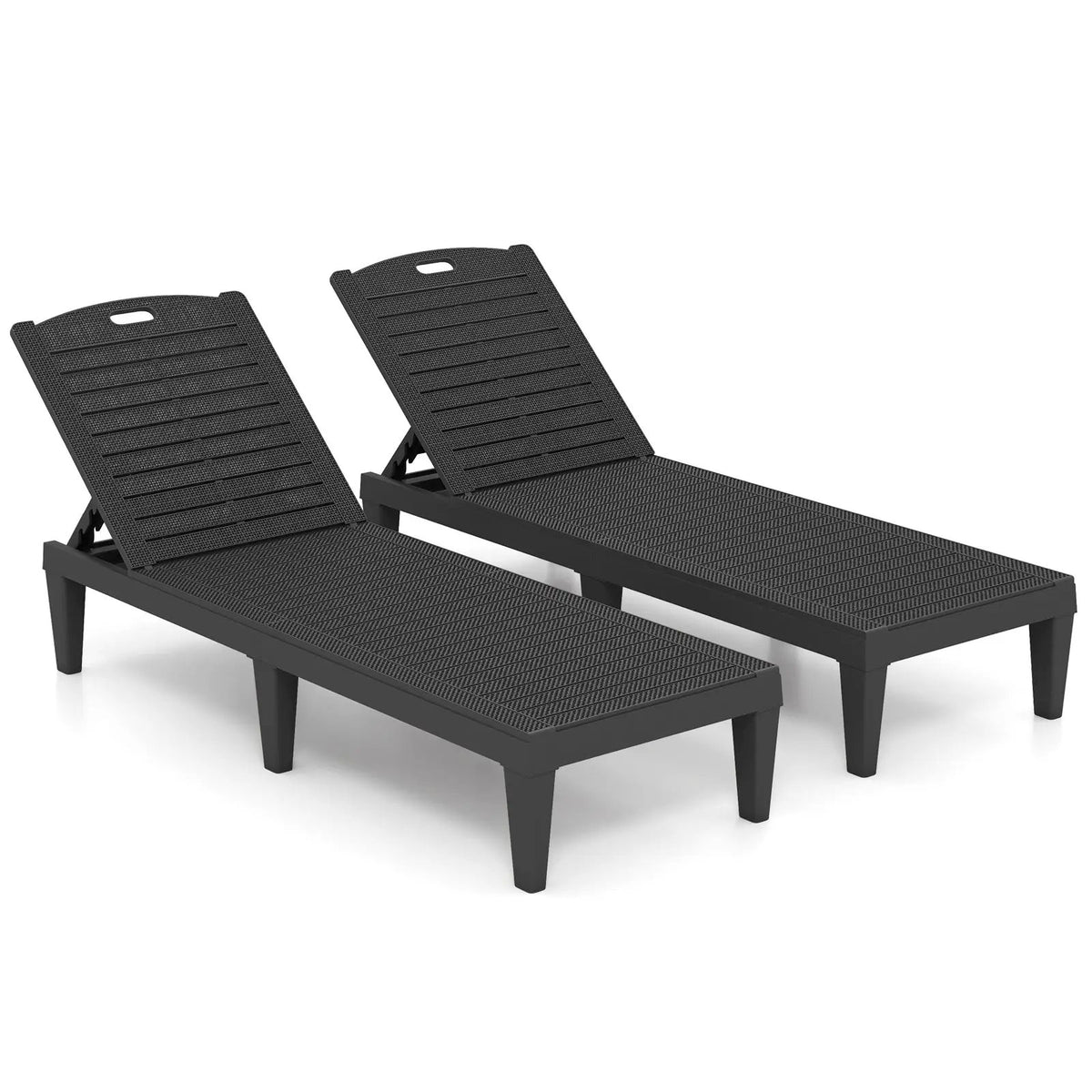 Outdoor PP Chaise Lounge Chairs Set of 2 with 4-Position Adjustable Backrests, photo 6 of 16