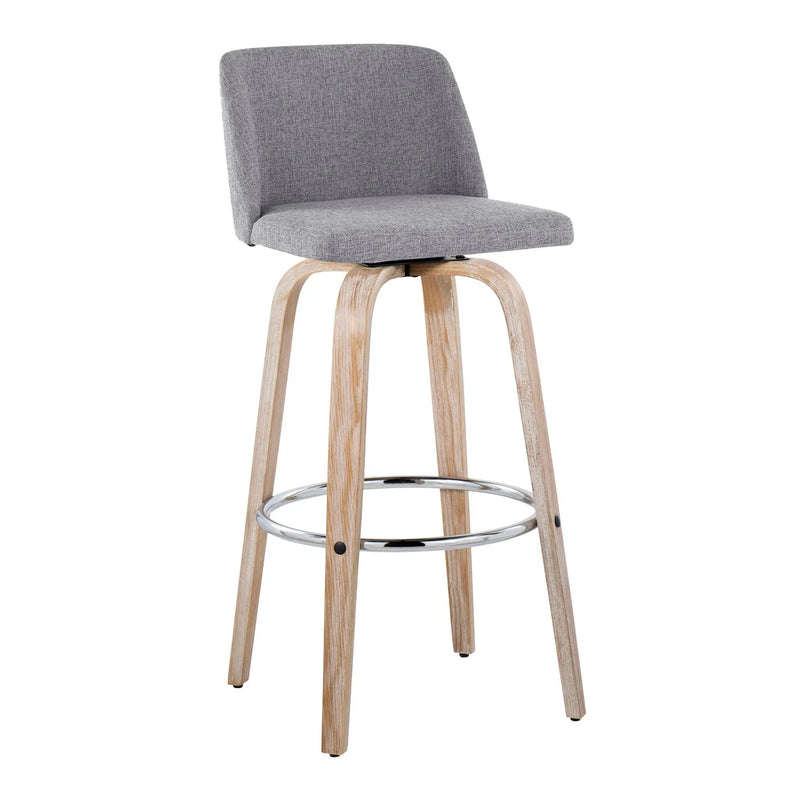 Toriano - Contemporary Fixed Height Barstool With Swivel & Round Footrest (Set of 2) by HouseOfZazla