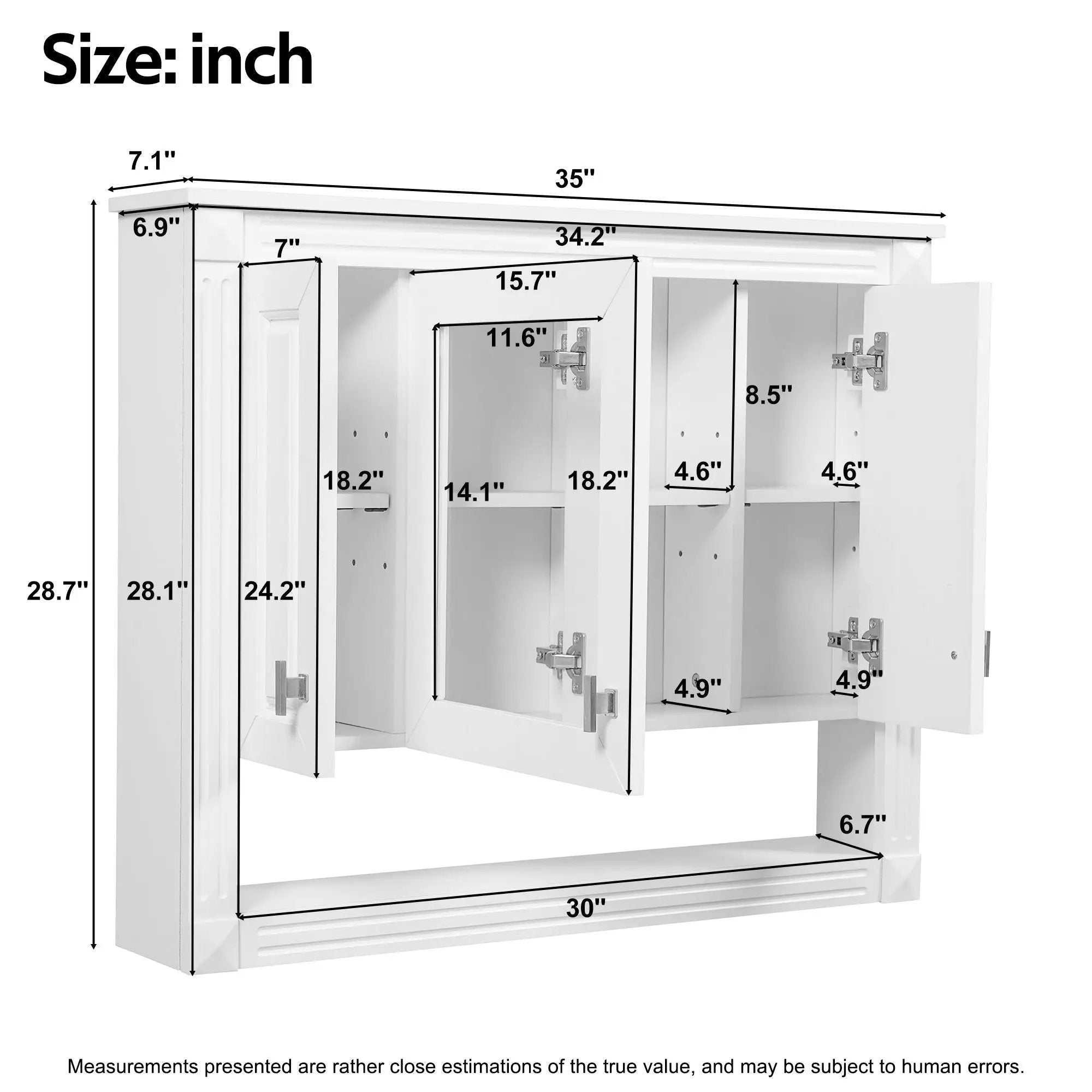 Wall-Mounted Bathroom Cabinet With Mirror And Open Shelf - White by Unique Piece Furniture