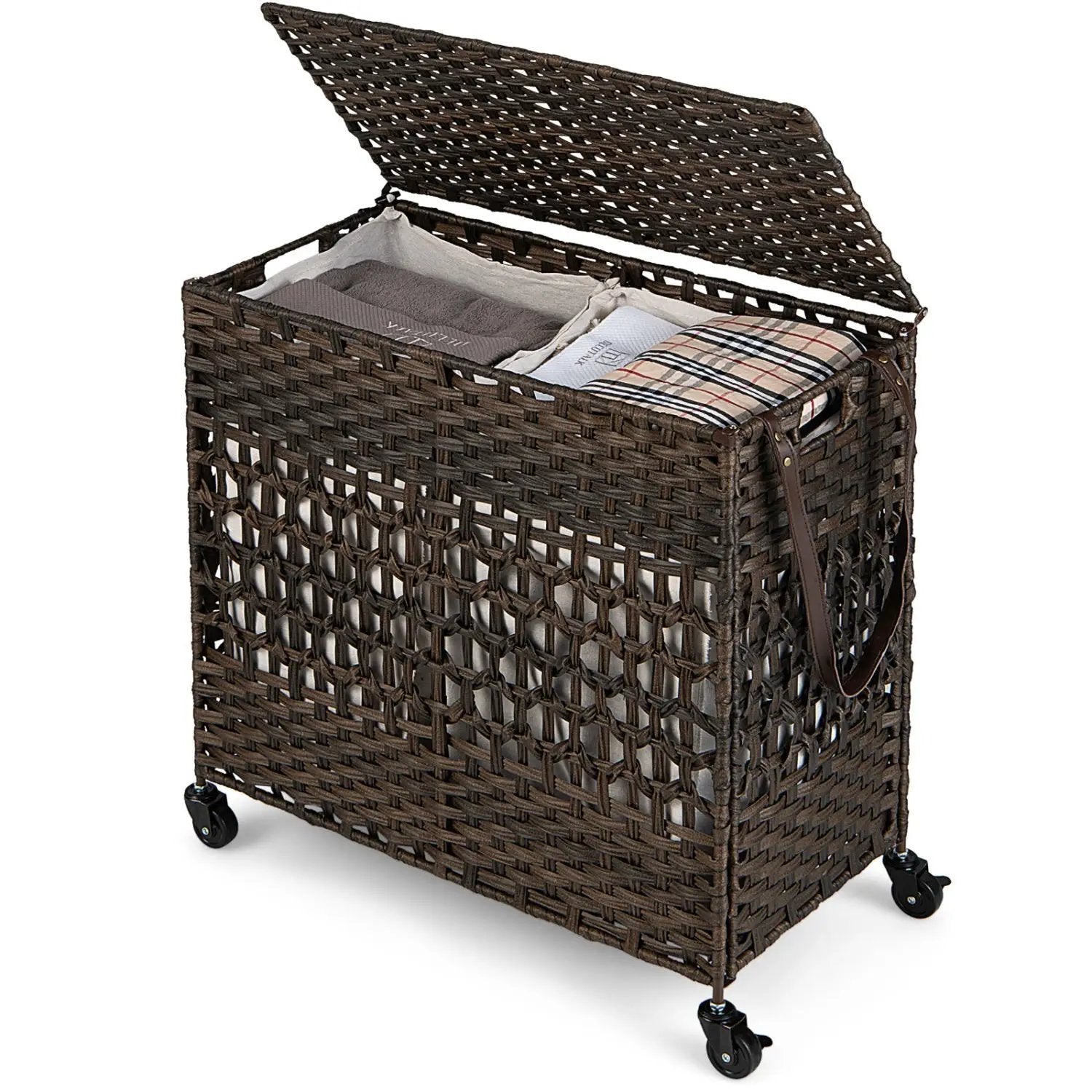 2-Section Laundry Hamper with Removable Bags, 110L by DirectDeals