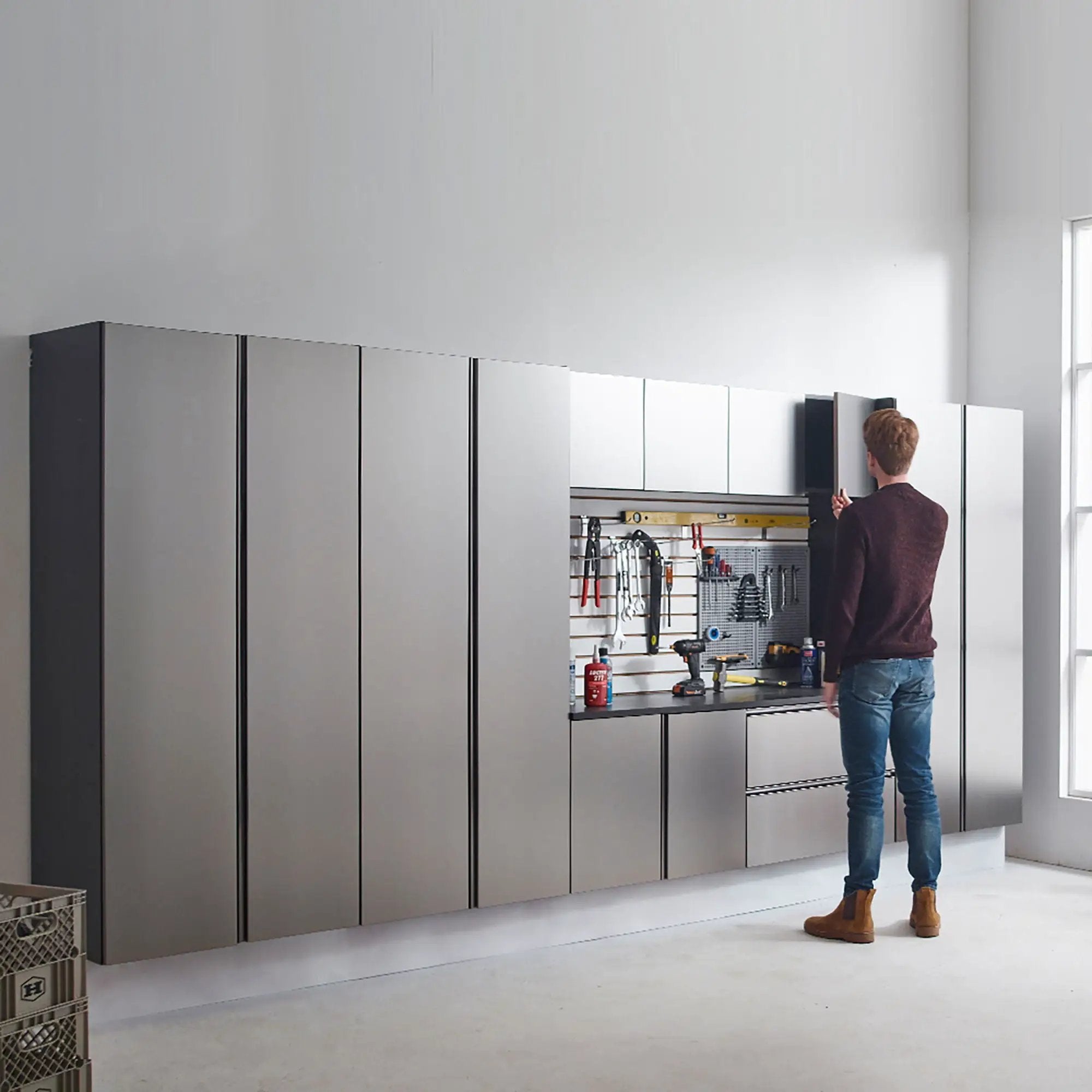 Nova Series - Drawer Wall Mounted Garage Cabinet - Dark Gray by HouseOfZazla