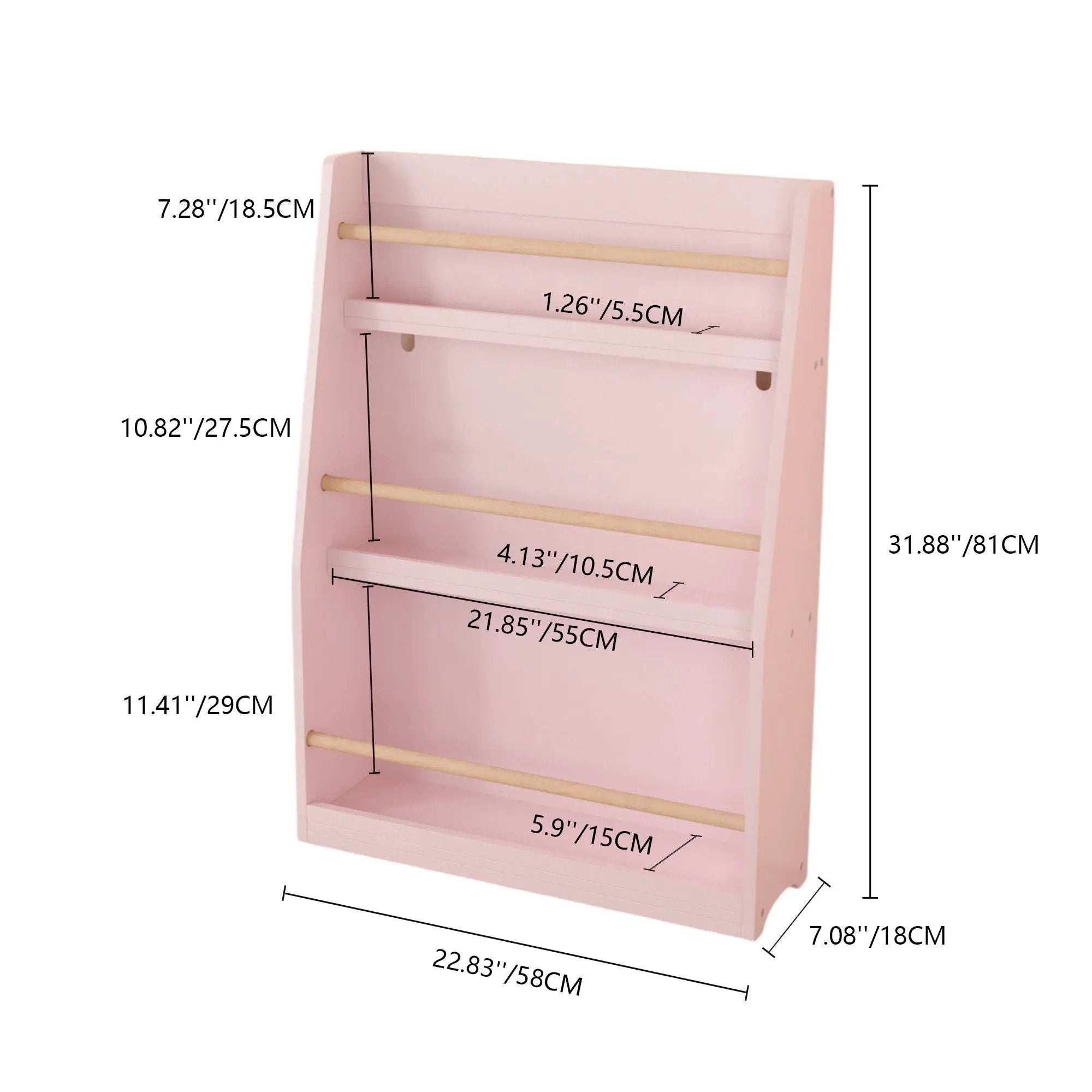 3 Tier Book Shelf, Compact Storage For Bedrooms by HouseOfZazla