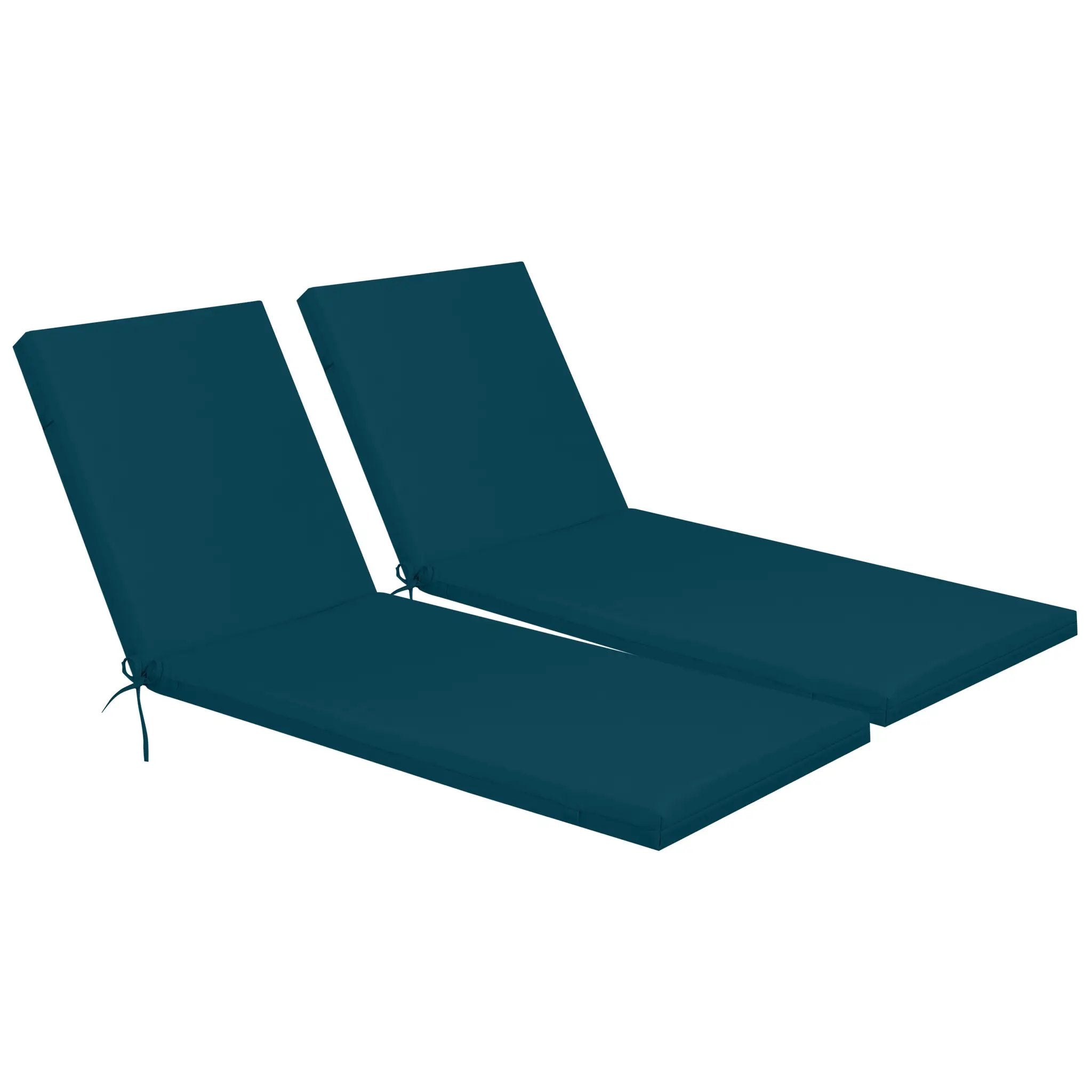 Outdoor Lounge Chair Cushion Set - Lake Blue Polyester, UV & Fade Resistant, 2PCS by HouseOfZazla