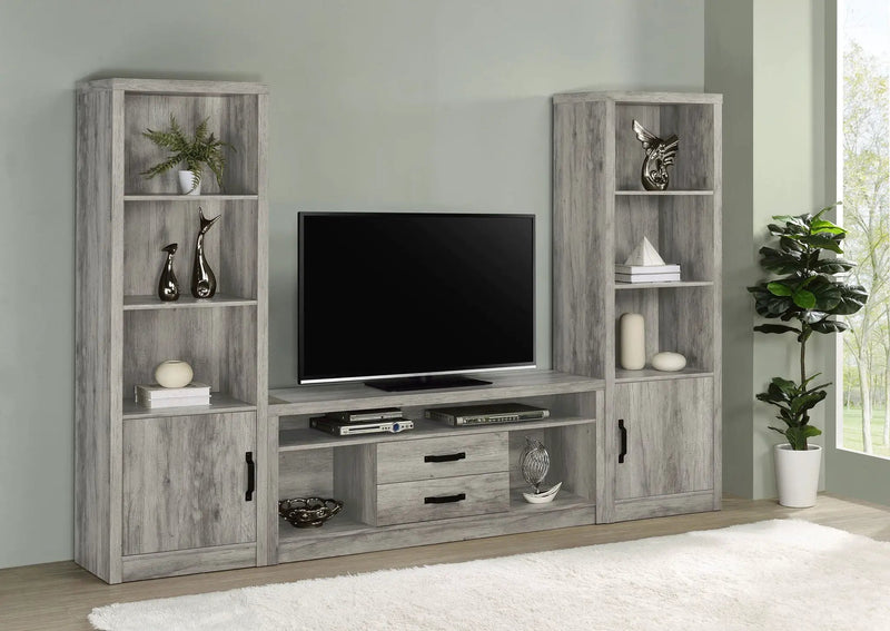 Burke 3-piece 59-inch TV Entertainment Center Grey Driftwood by Unique Piece Furniture