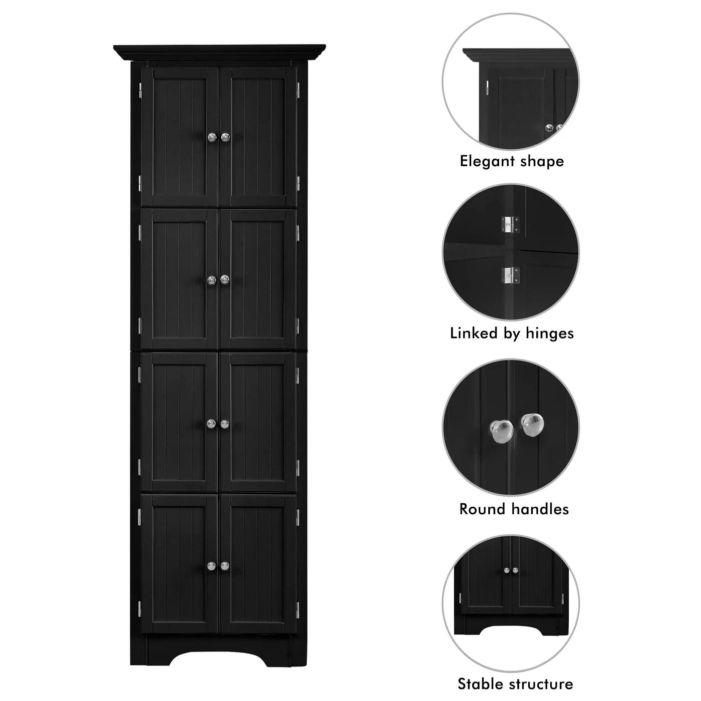Tall Storage Cabinet With Doors And 4 Shelves For Living Room, Kitchen, Office, Bedroom, Bathroom, Modern by Unique Piece Furniture