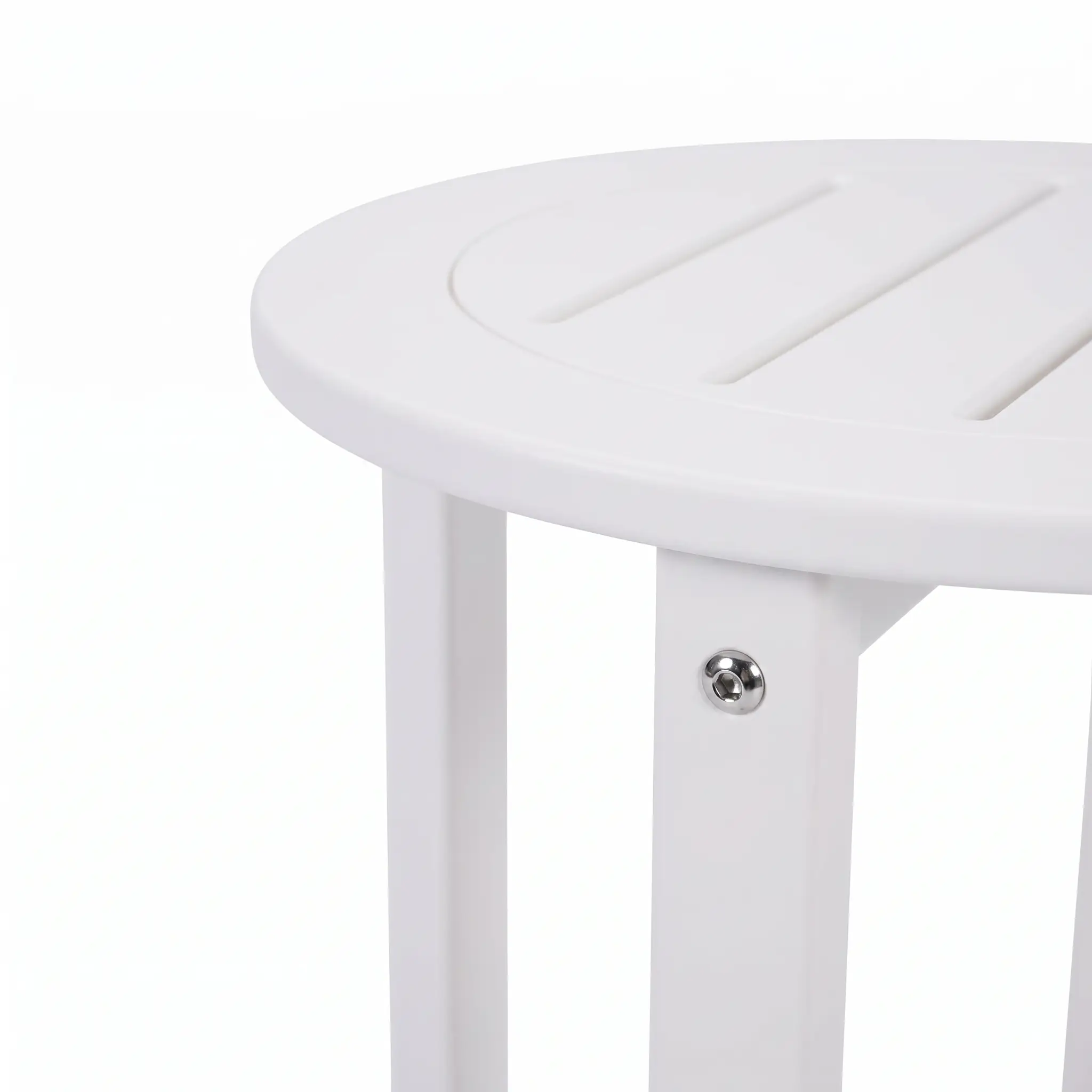White HDPE Outdoor Side Table, 16 in. Round All-Weather Patio End Table by HouseOfZazla