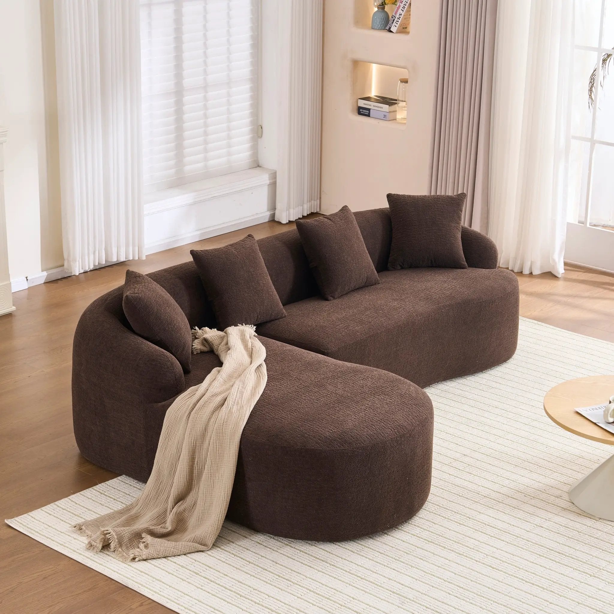 Compression Sponge L-Shape Sectional Sofa with Curved Chaise by HouseOfZazla