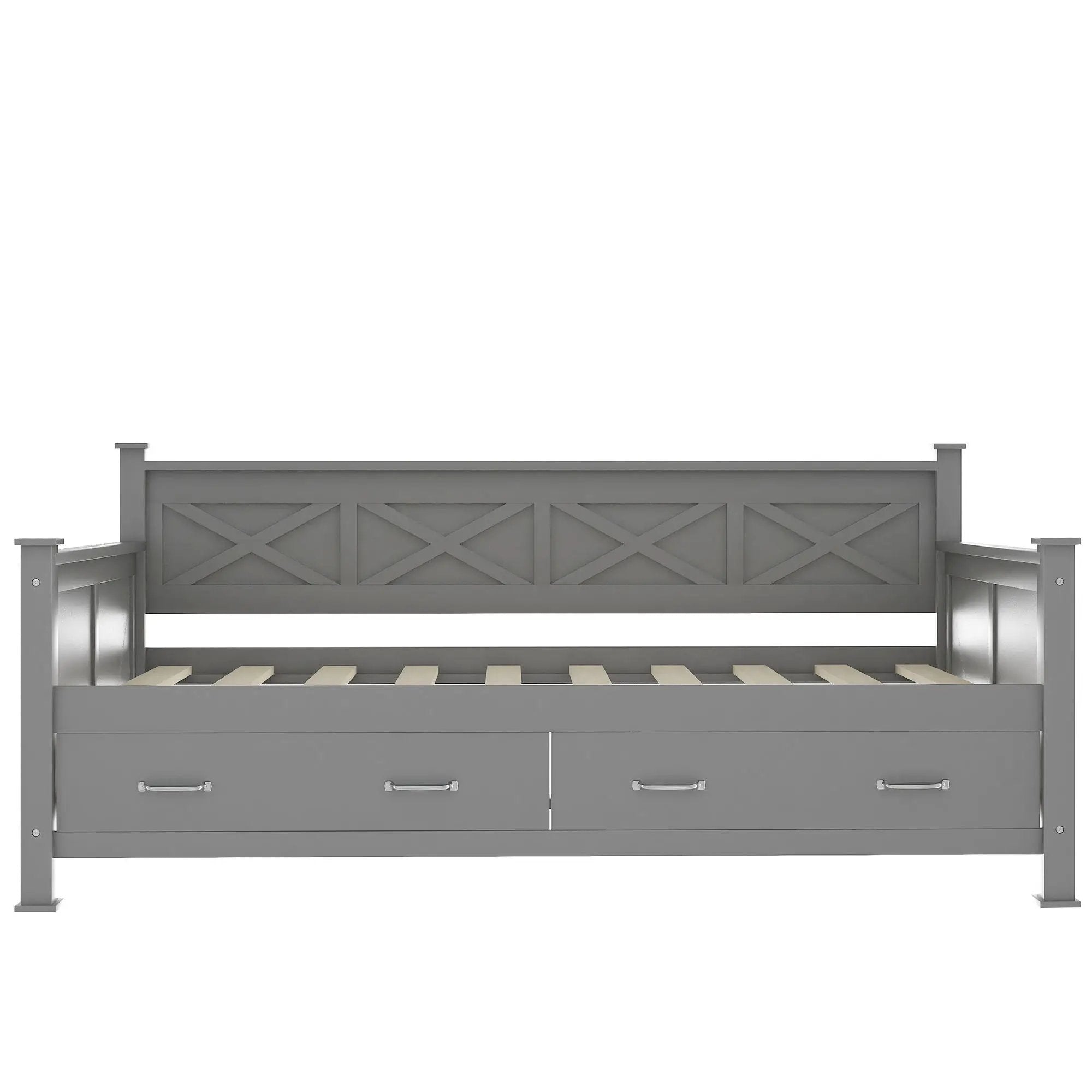 Modern Daybed With 2 Large Drawers, X Shaped Frame by HouseOfZazla