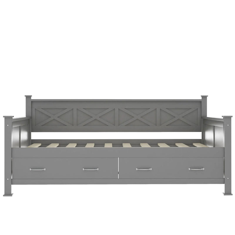 Modern Daybed With 2 Large Drawers, X Shaped Frame by HouseOfZazla