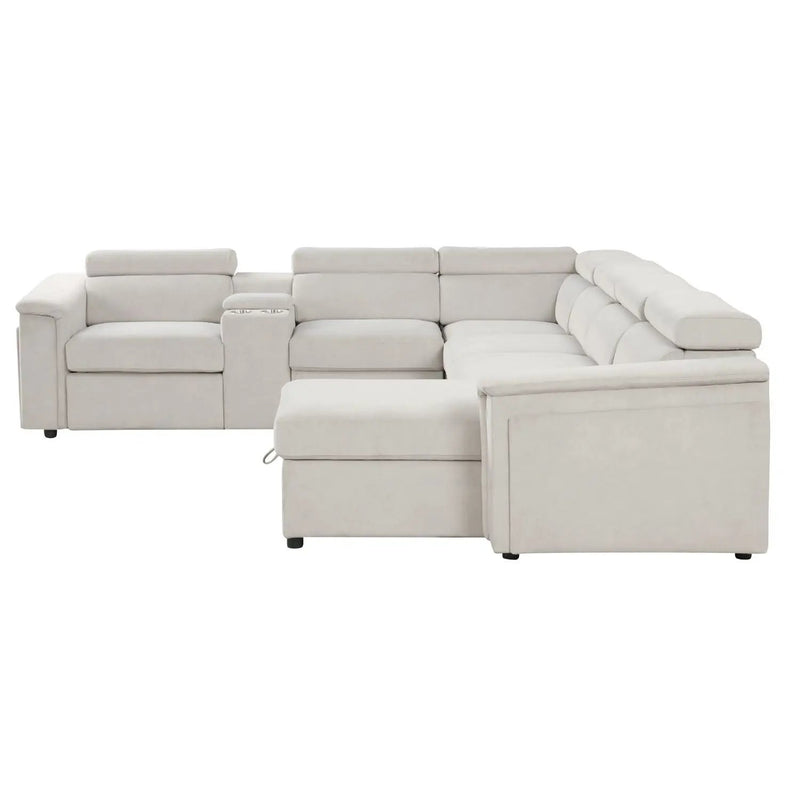 Harvey - Power Recliner Sectional Sleeper - Beige by HouseOfZazla