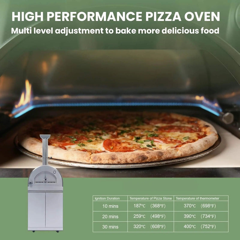 Blazon 112-Inch 4-Burner 108K BTU Outdoor Kitchen Island With Pizza Oven, Rotisserie & Refrigerator (SAK94565) by SAKSBY WHOLESALE