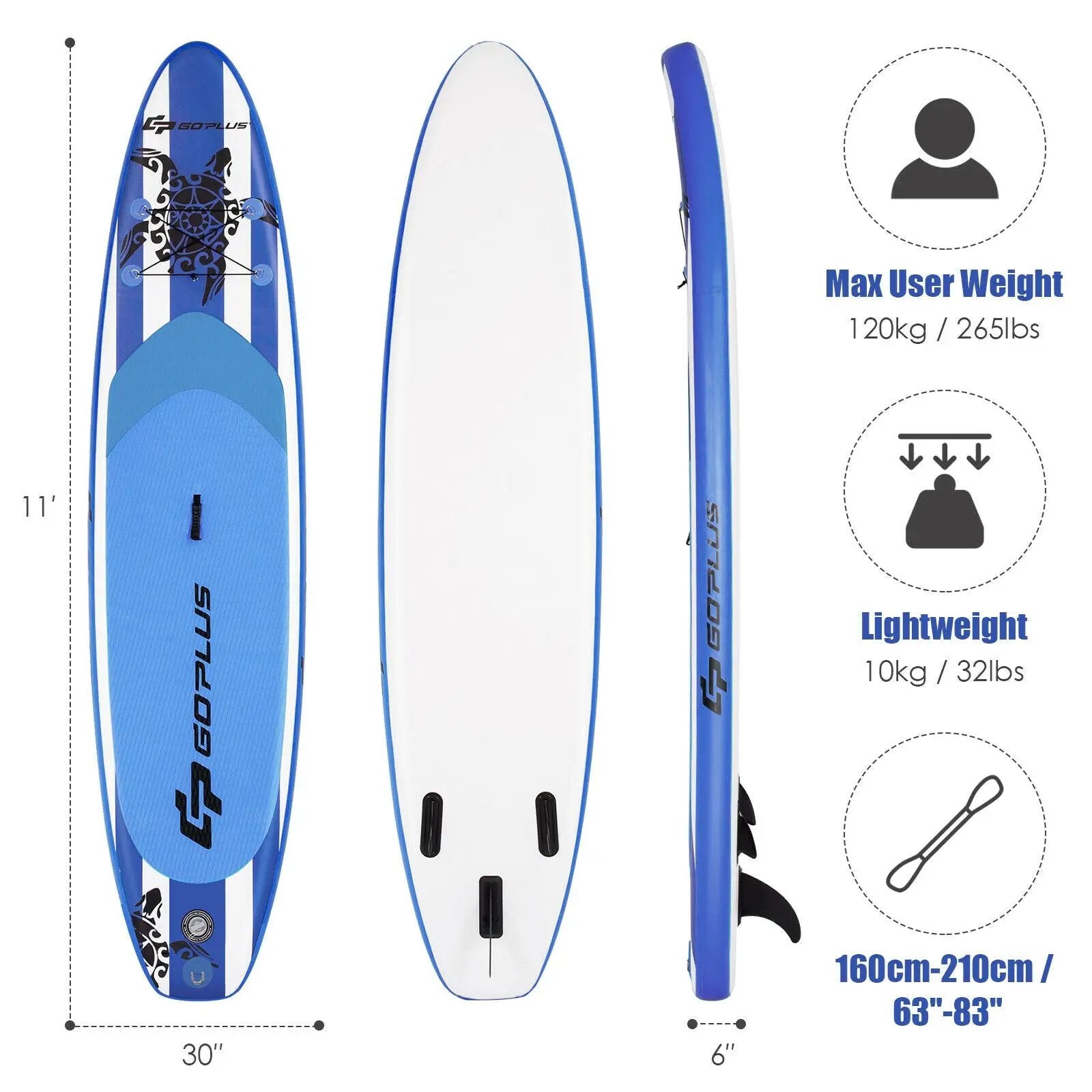 10.6 Feet Inflatable Paddle Board with Carry Bag by DirectDeals