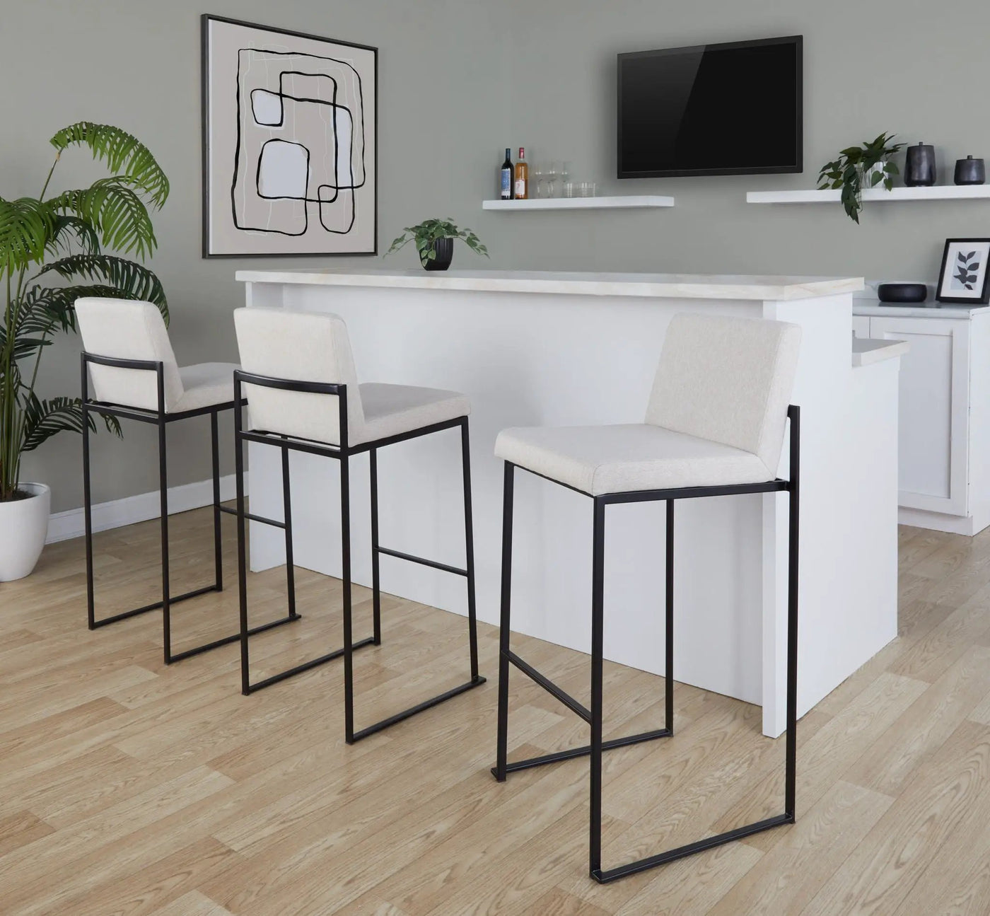 Fuji - Contemporary High Back Barstool Elegant Design by HouseOfZazla