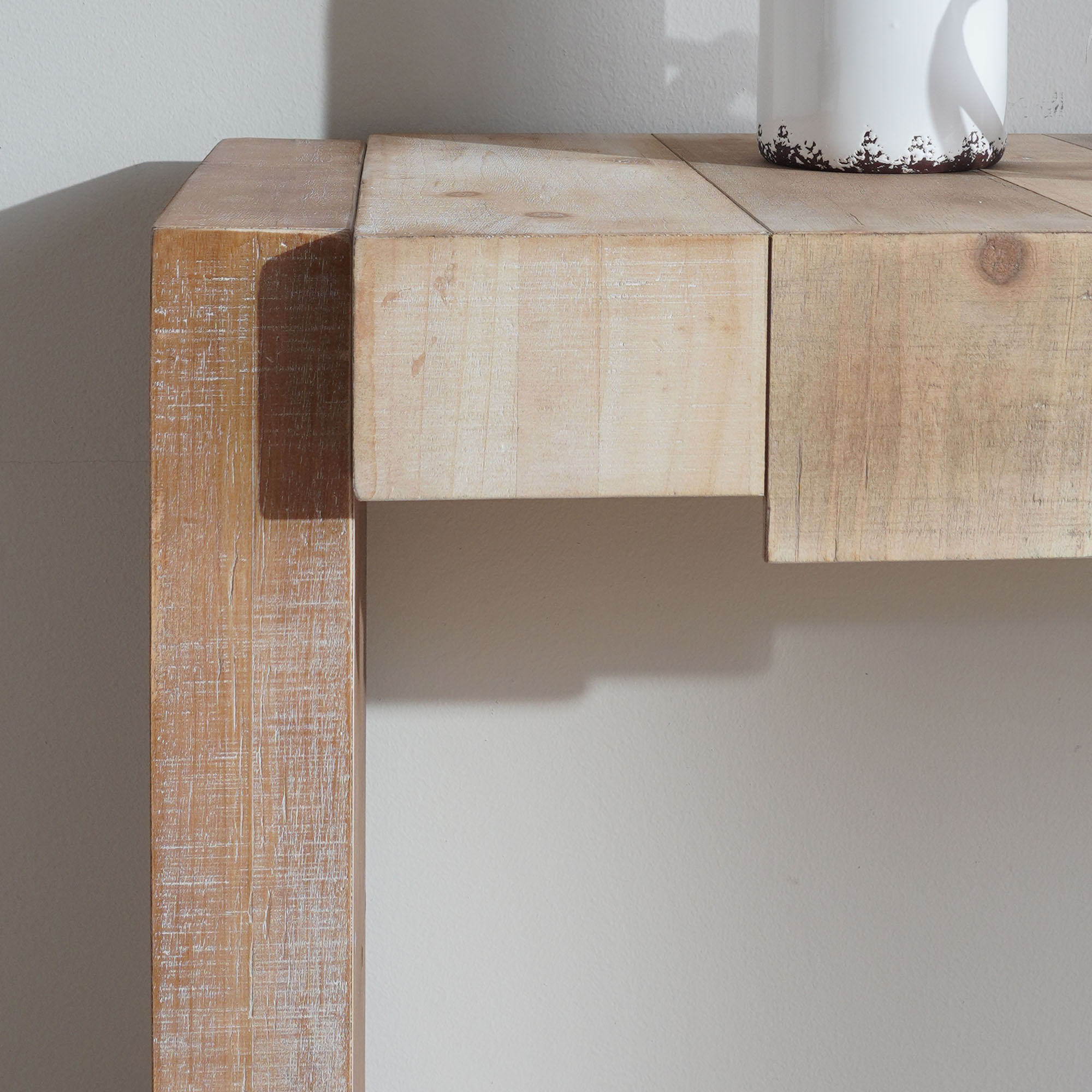 Modern Rustic Table With Sculpted Block Design
