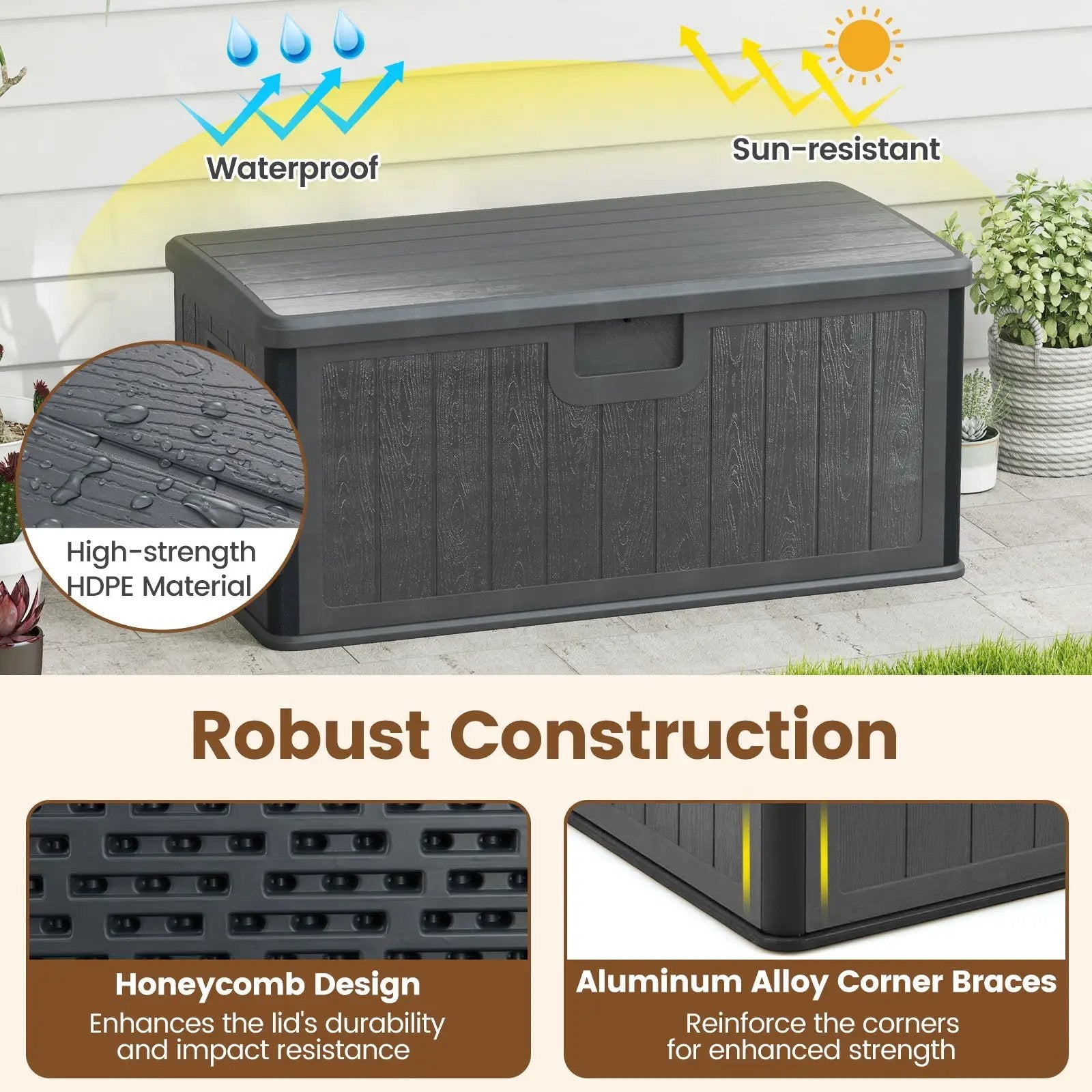 100 Gallon Large Deck Box with Lockable Lid for Patio by DirectDeals