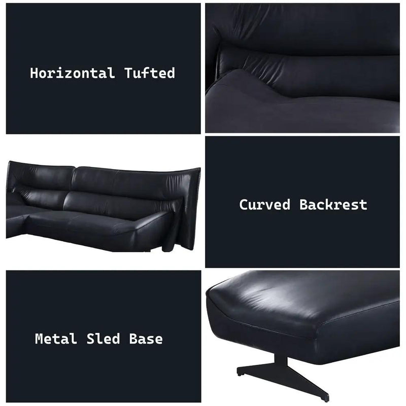 Maeko - Sectional Sofa - Dark Gray Top Grain Leather by Unique Piece Furniture
