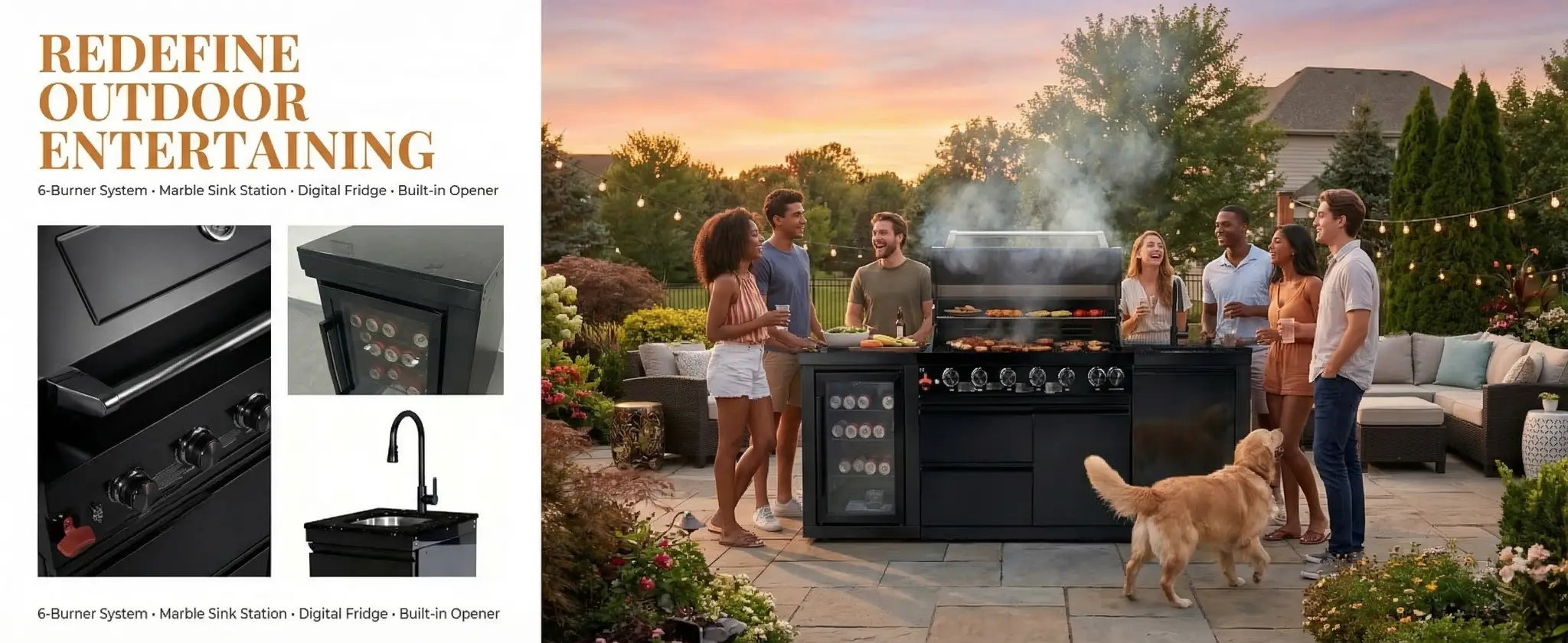 6-Burner Stainless Steel Propane Gas Outdoor Kitchen Barbecue Island Grill by HouseOfZazla