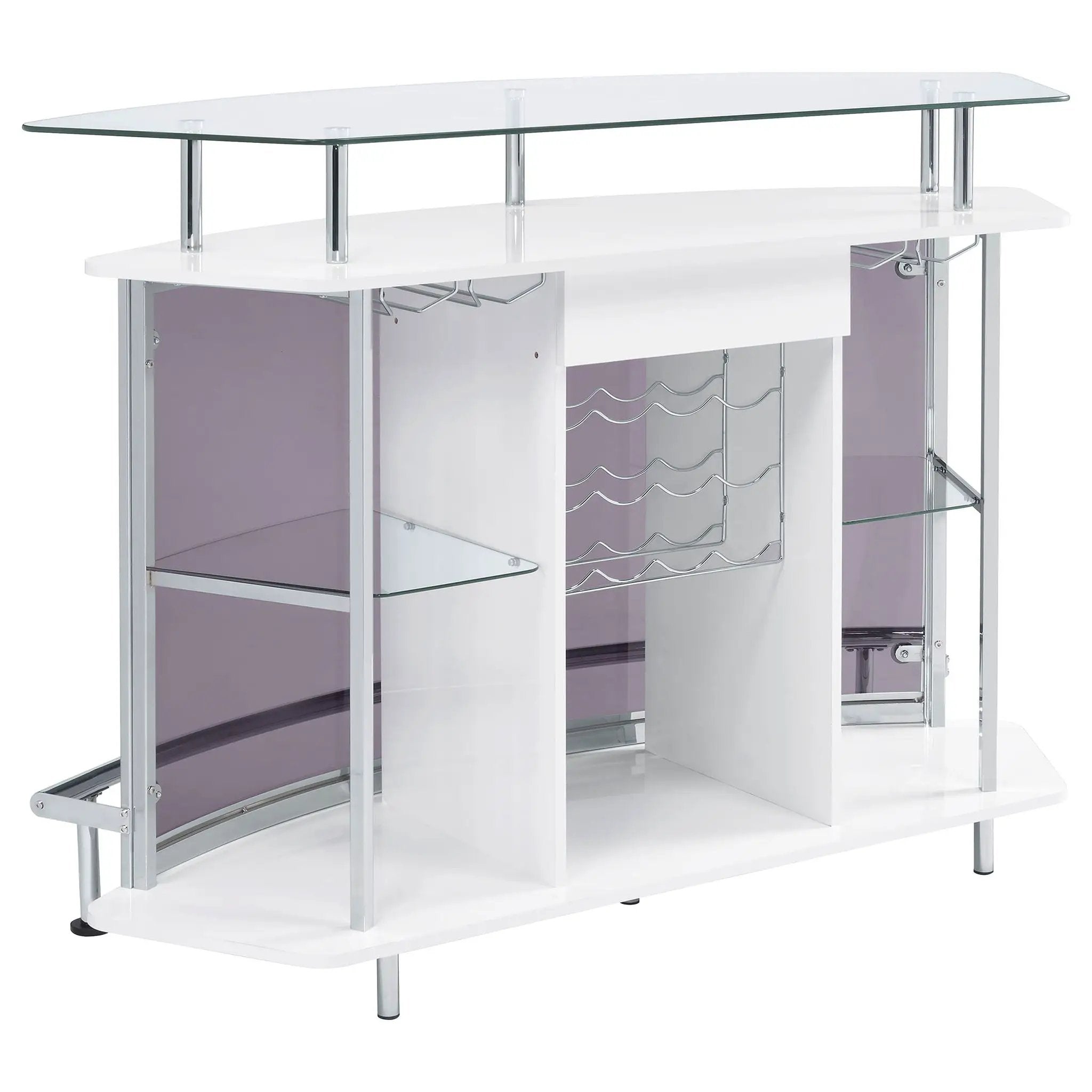 Gideon Curved Glass Top Home Bar Cabinet White High Gloss by Unique Piece Furniture