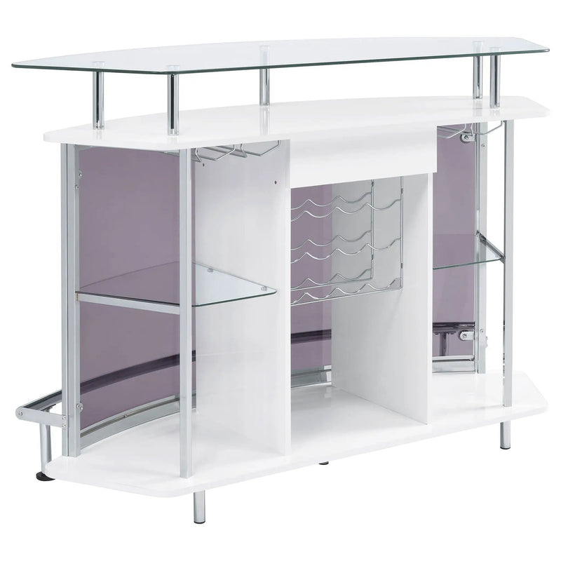 Gideon Curved Glass Top Home Bar Cabinet White High Gloss by Unique Piece Furniture
