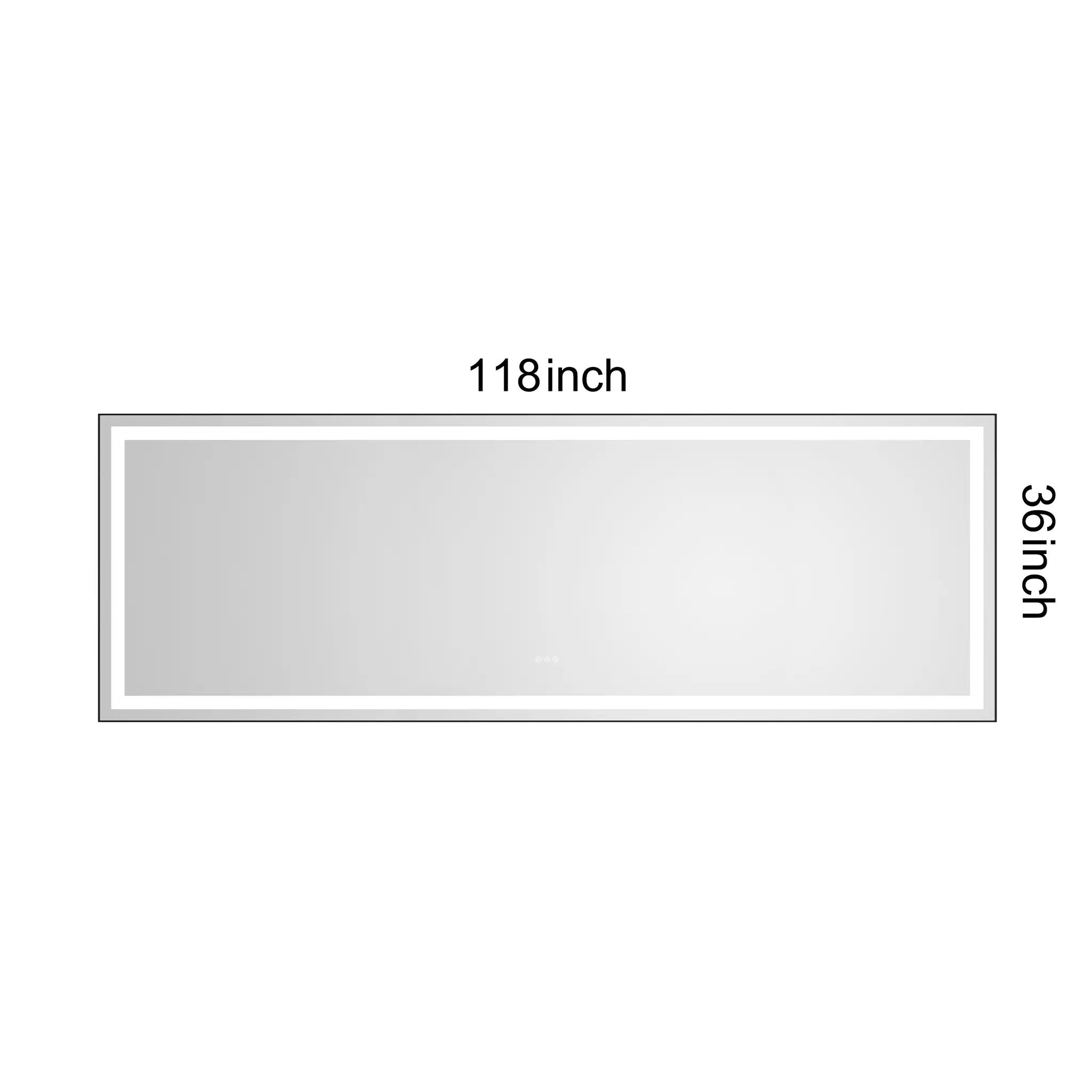 118 x 36 Inch LED Bathroom Mirror with Aluminum Frame by HouseOfZazla