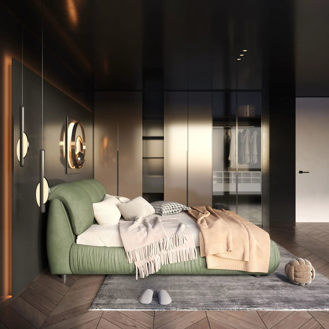 Luxury Upholstered Platform Bed With Oversized Padded Backrest And Solid Wood Frame by HouseOfZazla