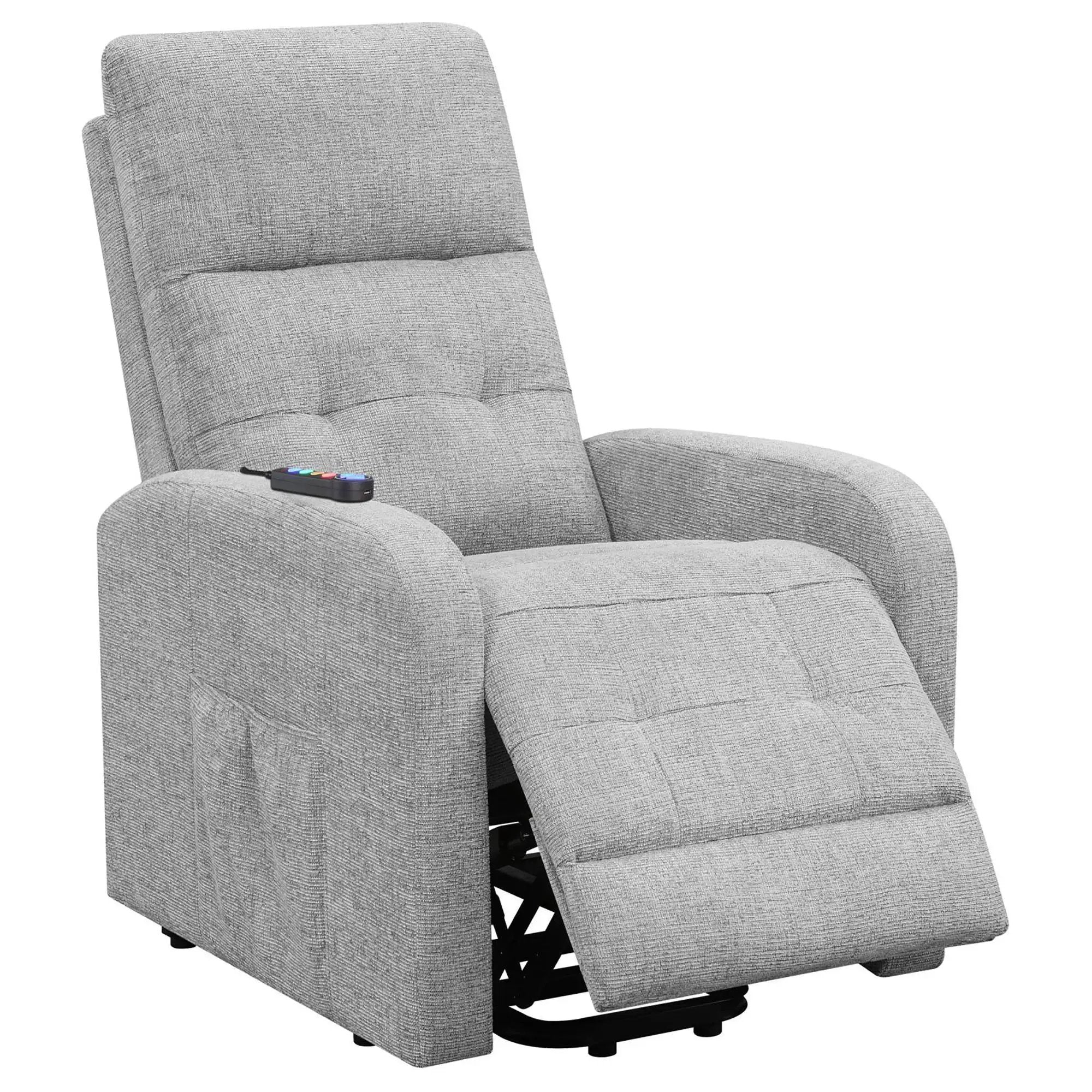 Tufted Power Lift With Foam Cushioning And USB Charging Ports - Gray by HouseOfZazla