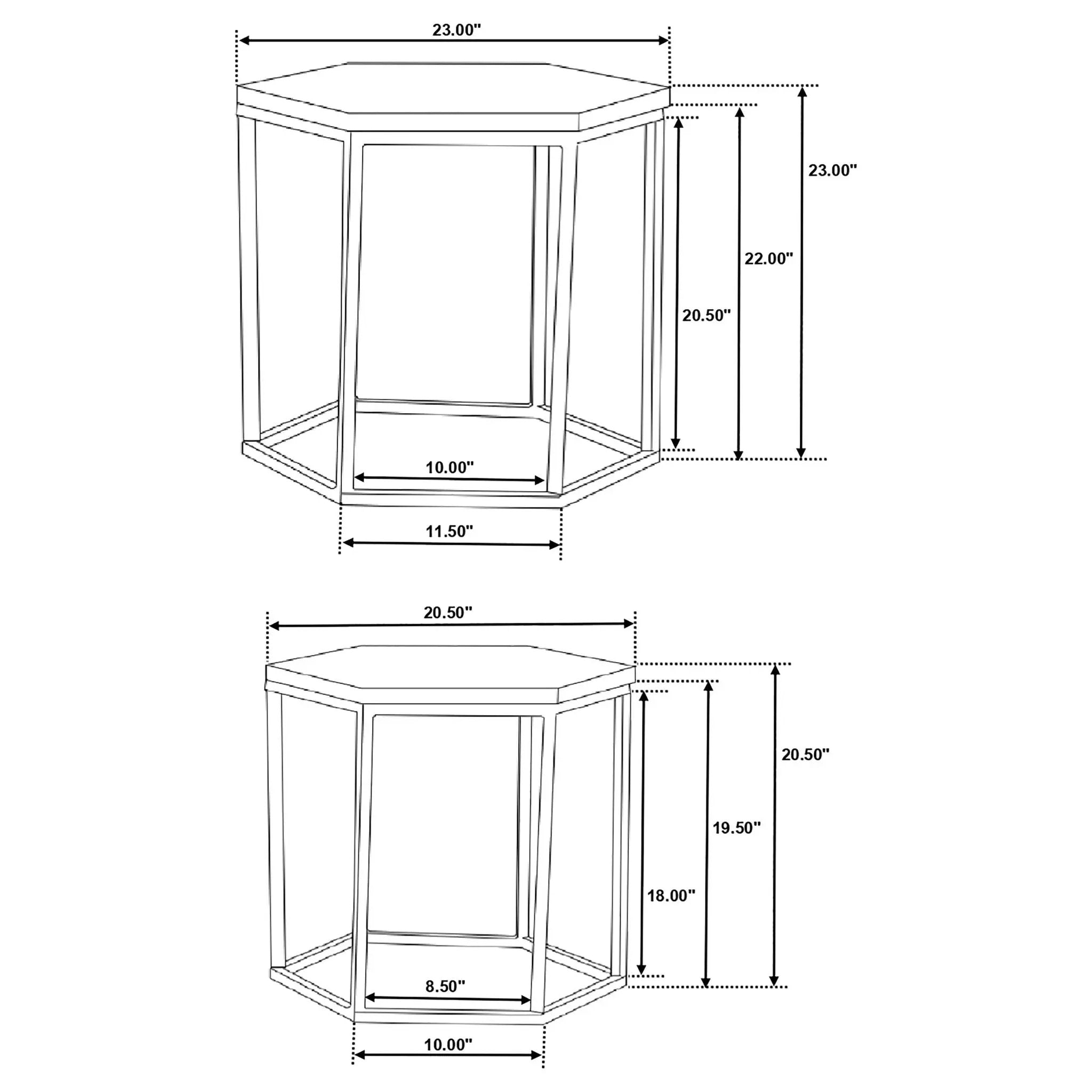 2 Piece Nesting Table With Hexagon Base - Brown by HouseOfZazla