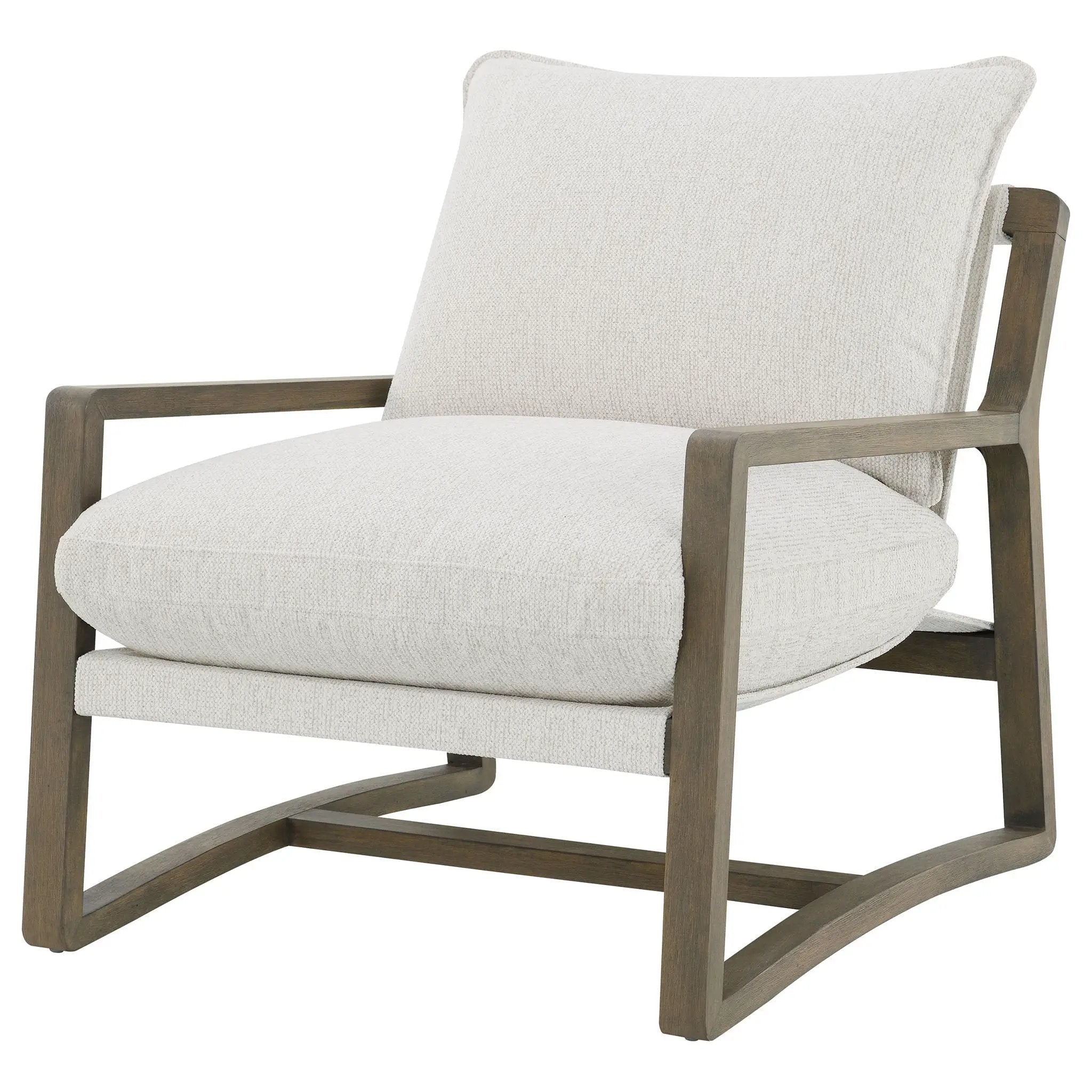 Geneva Boucle Upholstered Wood Arm Accent Chair Sand by Unique Piece Furniture