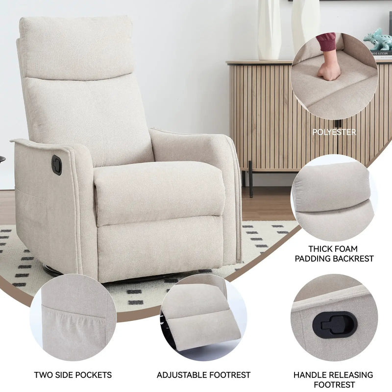 Heat Massage Manual Recliner Chair with Rocker and Swivel by HouseOfZazla