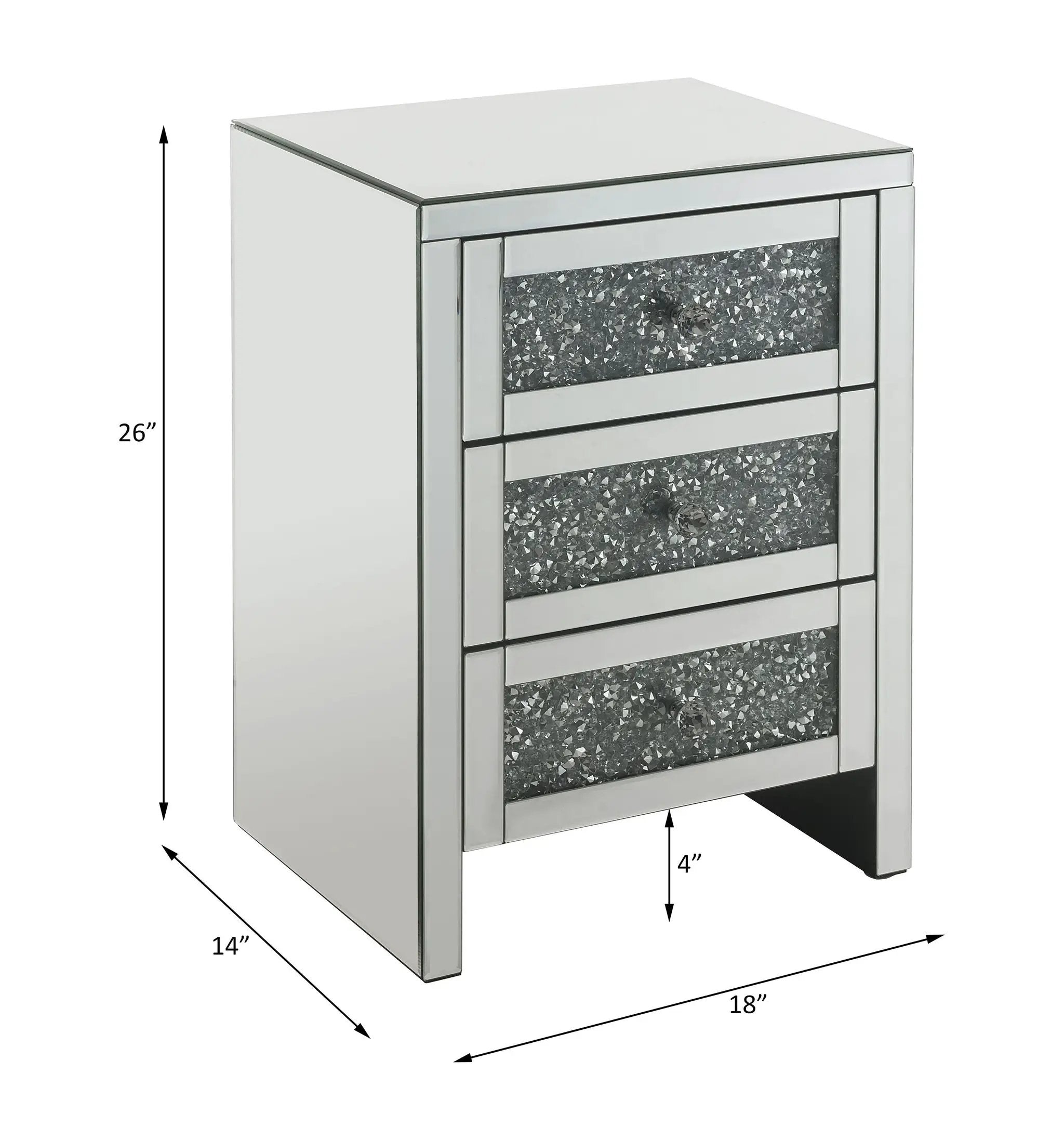 Noralie - 26" Accent Table With Faux Diamonds - Mirrored by Unique Piece Furniture