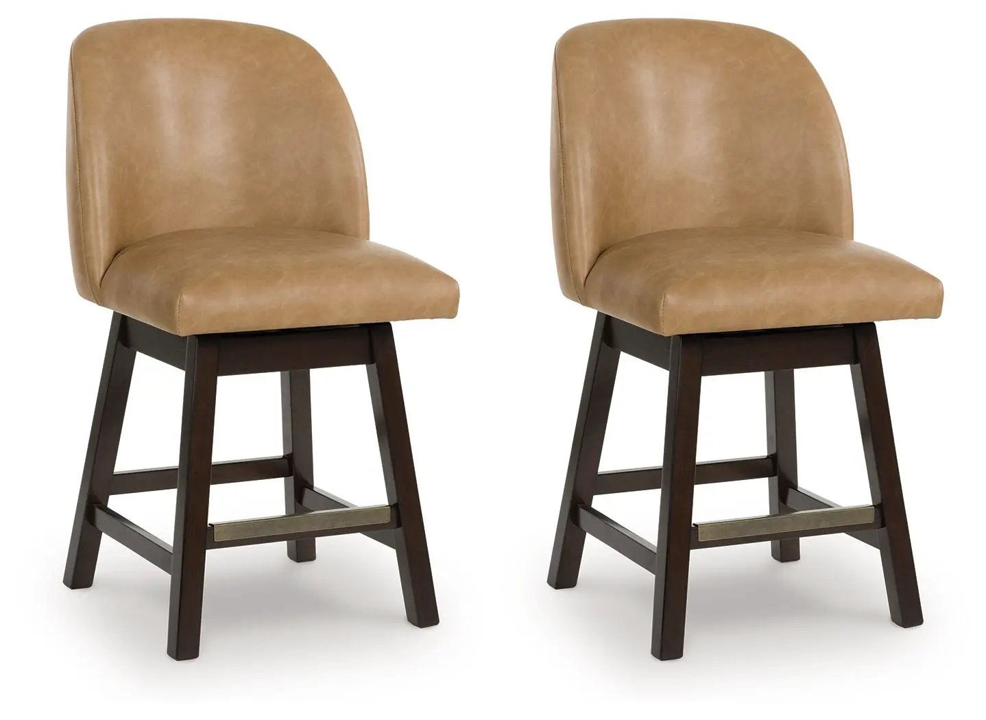 Neymorton - Upholstered Swivel Faux Leather Barstool (Set of 2) - Dark Grayish Brown by Unique Piece Furniture