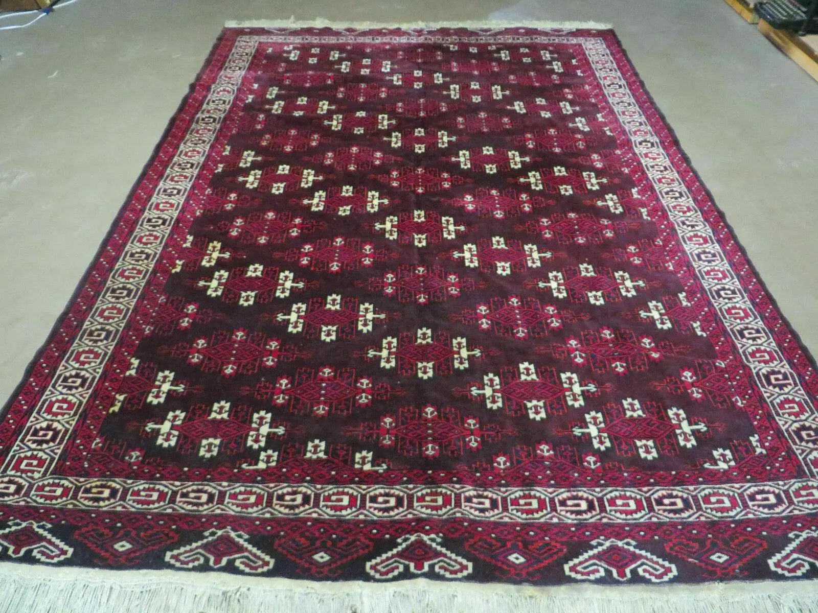 7' X 10' Antique Handmade Yamud Turkoman Wool Rug Excellent by Jewel Rugs