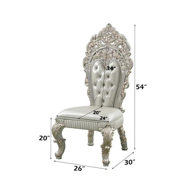 Sandoval - Side Chair (Set of 2) - Beige Synthetic Leather & Champagne by Unique Piece Furniture