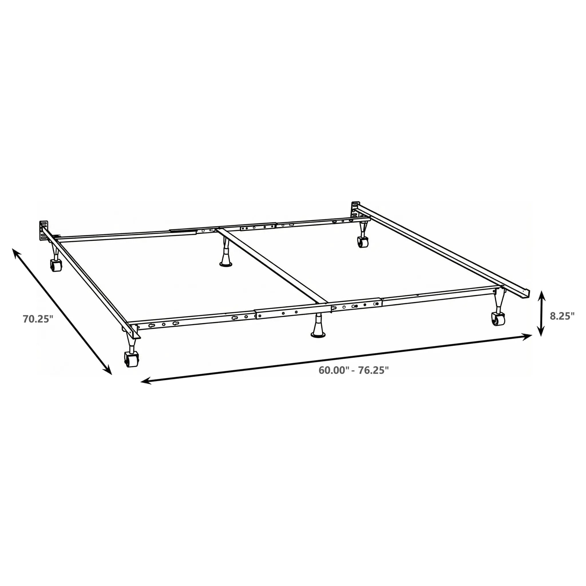 Deverton - Queen / Eastern King / California King Bed Frame With Center Support And Adjustable Design - Black by HouseOfZazla