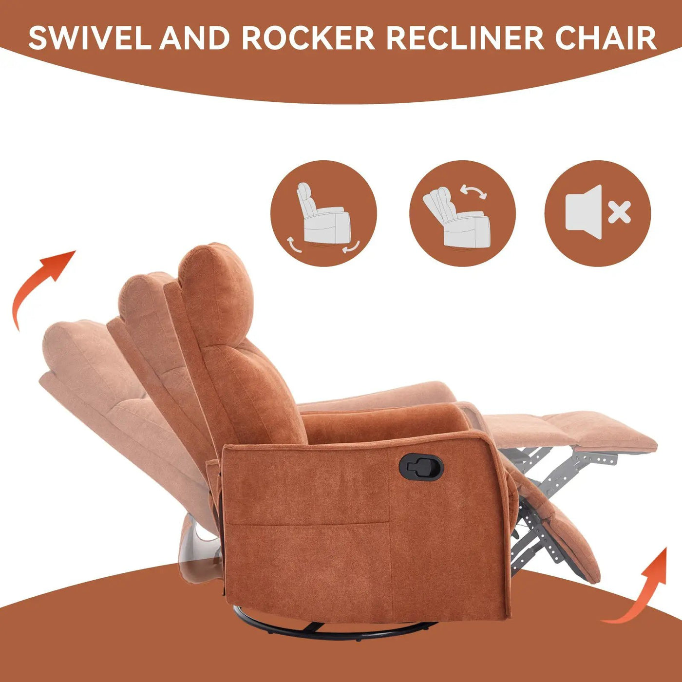 Heat Massage Manual Recliner Chair with Rocker & Swivel by HouseOfZazla
