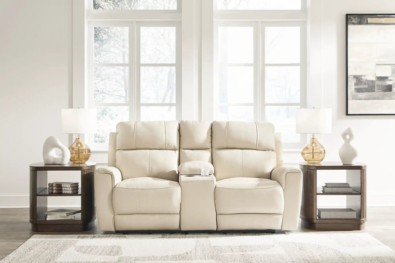 Dahlmoore - Dbl Power Reclining Loveseat With Console - Almond by Unique Piece Furniture