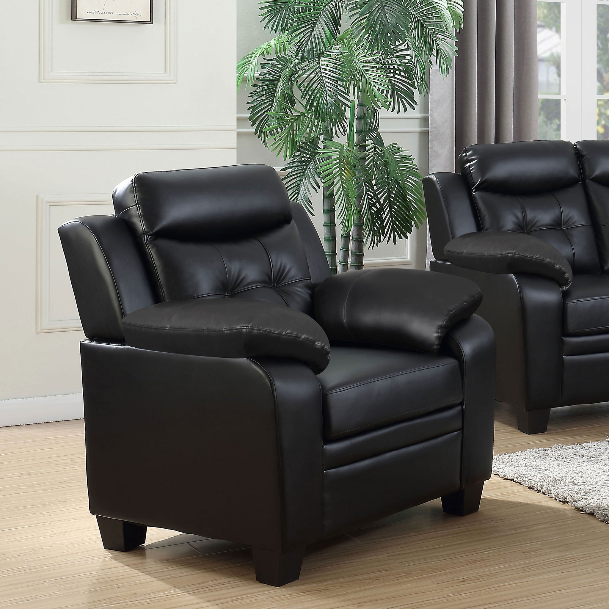 Winchell - Upholstered Padded Arm Tufted Accent Chair - Black by HouseOfZazla