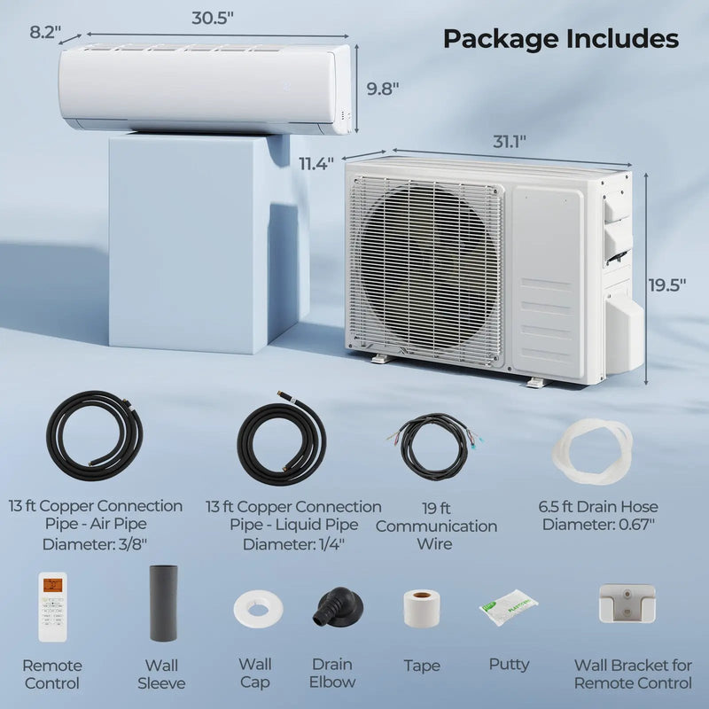 X-Pro 35000 BTU 2 Zone 22.5 SEER2 Concealed Ducted Mini Split AC by DirectDeals