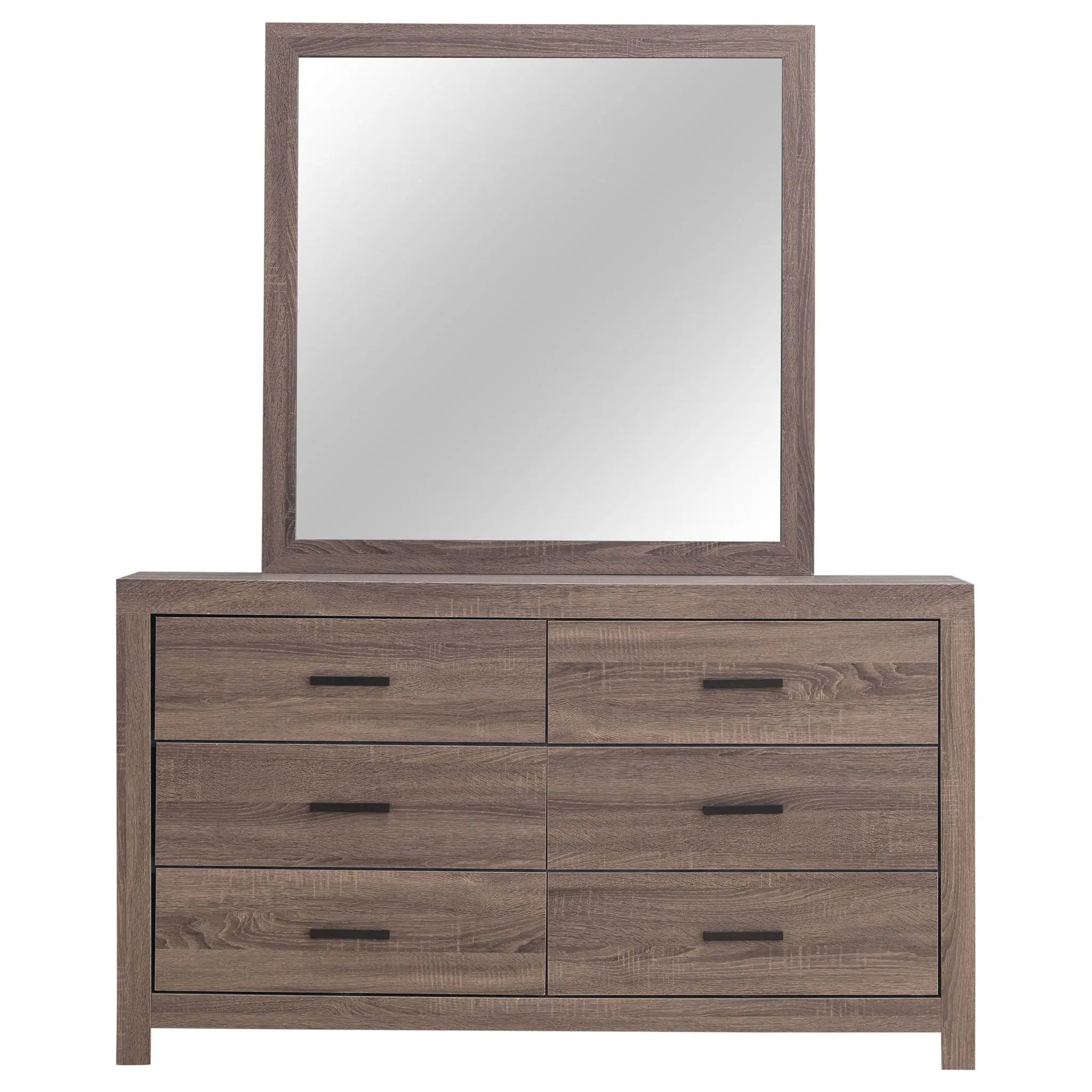 Brantford 6-drawer Dresser with Mirror Barrel Oak by Unique Piece Furniture