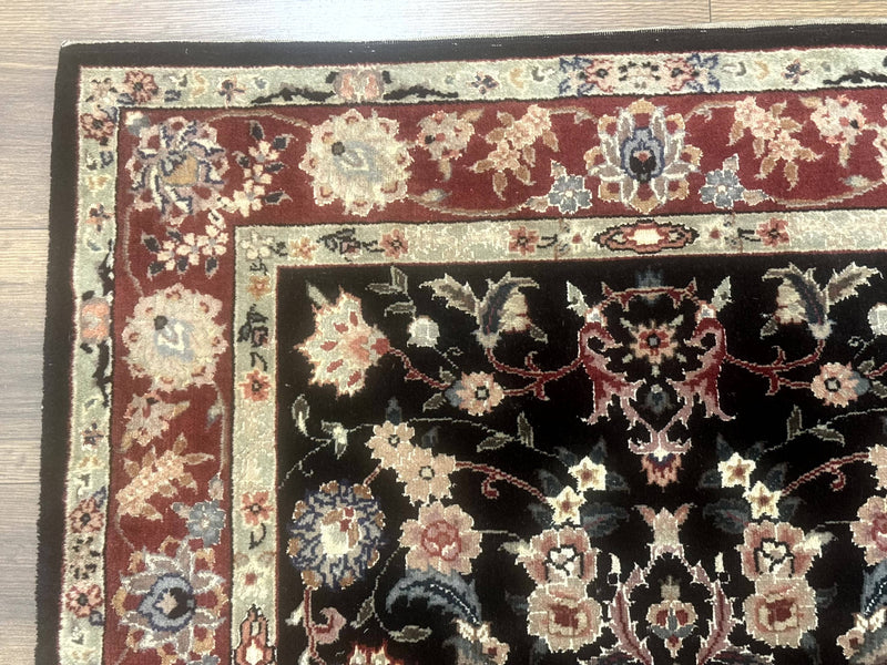 Black Sino Persian Rug 3x5, Wool with Silk Highlights, Floral, Fine 170 KPSI by Jewel Rugs