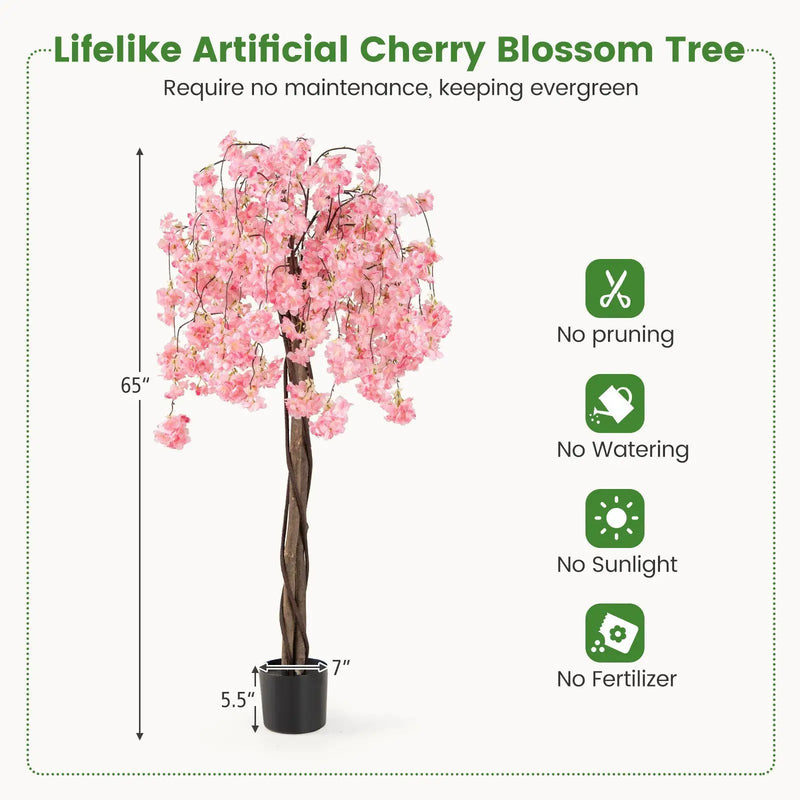 5.5 FT Tall Artificial Cherry Blossom Tree with Pink/White Flowers 1 Pack by DirectDeals