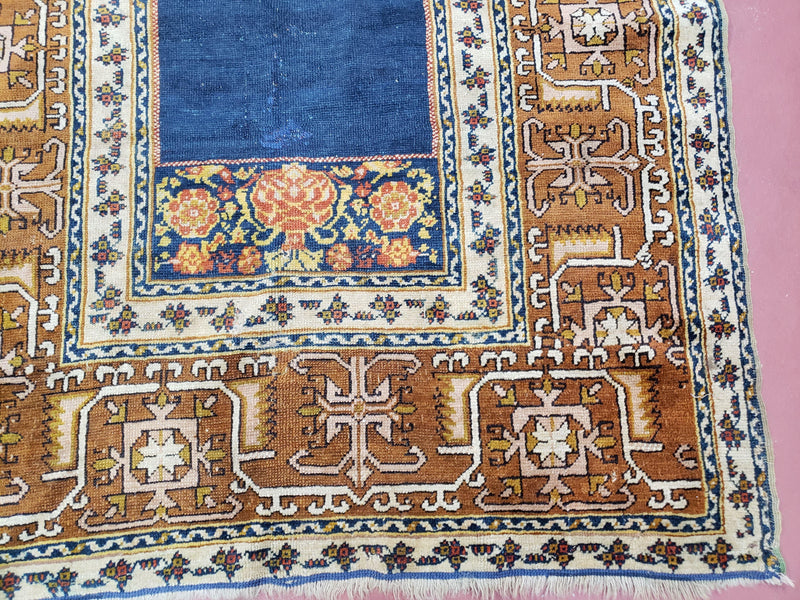 Antique Turkish Anatolian Ghiordes Prayer Rug, Twin Mihrabs, Rare Collectible Oriental Rug, Early 20th Century Prayer Rug, 3'9" x 5'2" by Jewel Rugs