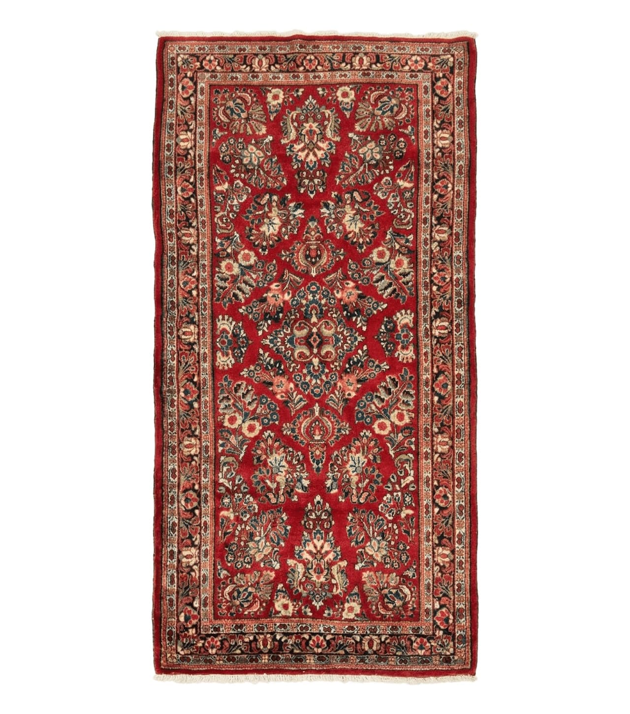 Red Persian Sarouk Rug 3 x 5.8, Antique Wool Carpet, 210 KPSI by Jewel Rugs