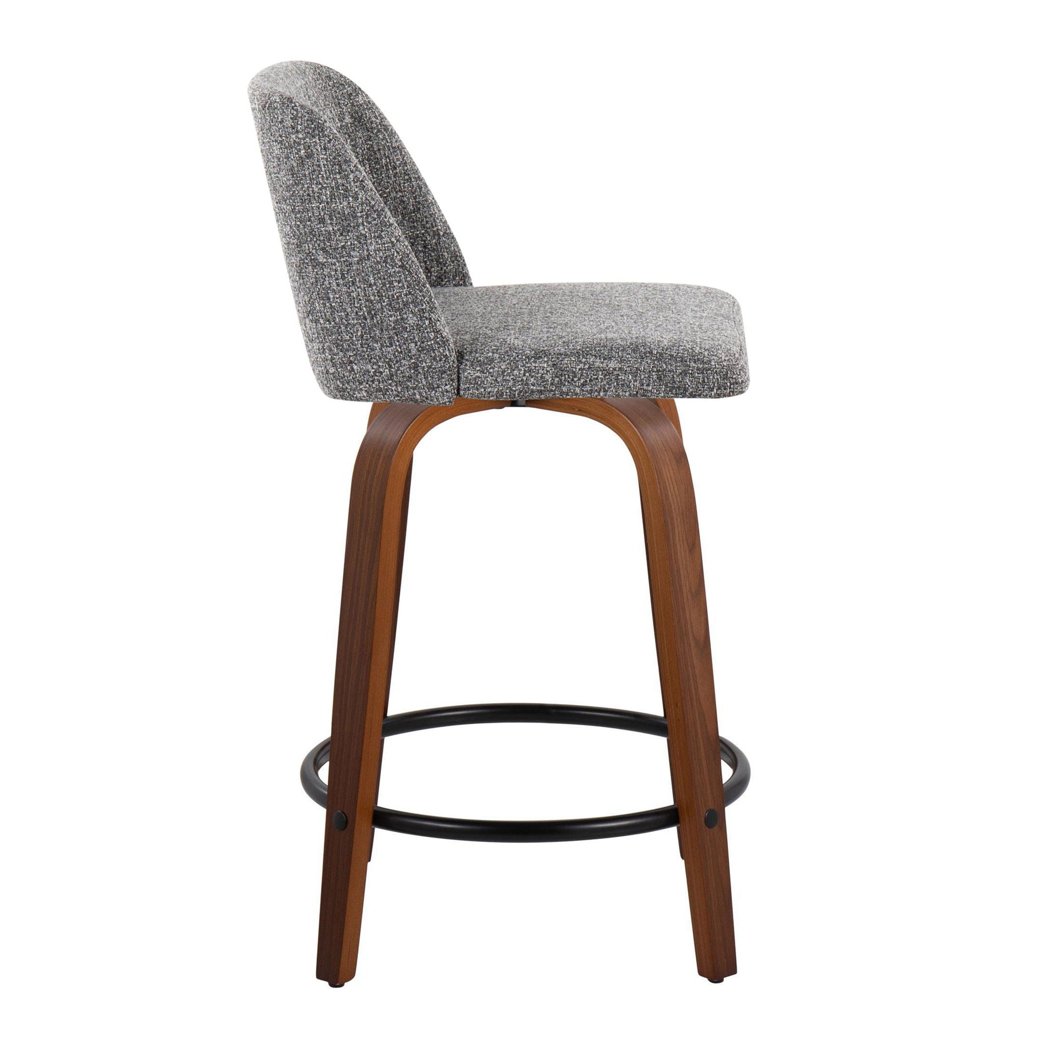Toriano - Mid Century Modern, Fixed Height Counter Stool & Swivel And Round Footrest (Set of 2) by HouseOfZazla