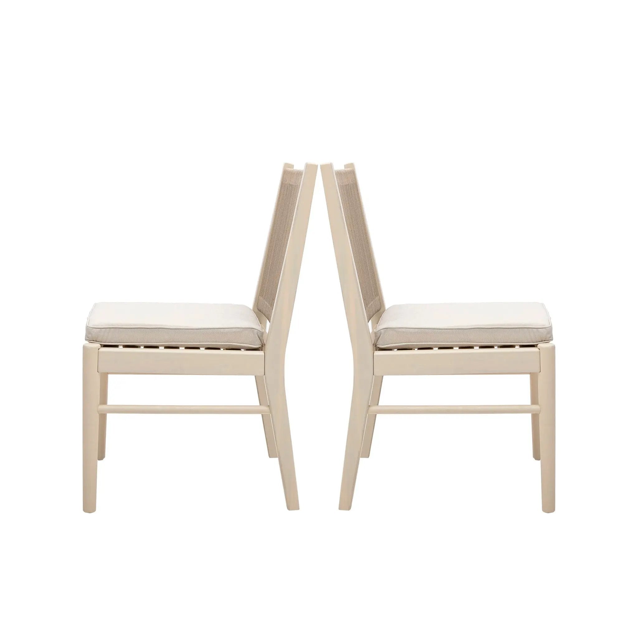 Cordoba - Dining Chair (Set of 2) With Acacia Wood Frame And Water Repellent Fabric - Beige / Yellow by HouseOfZazla