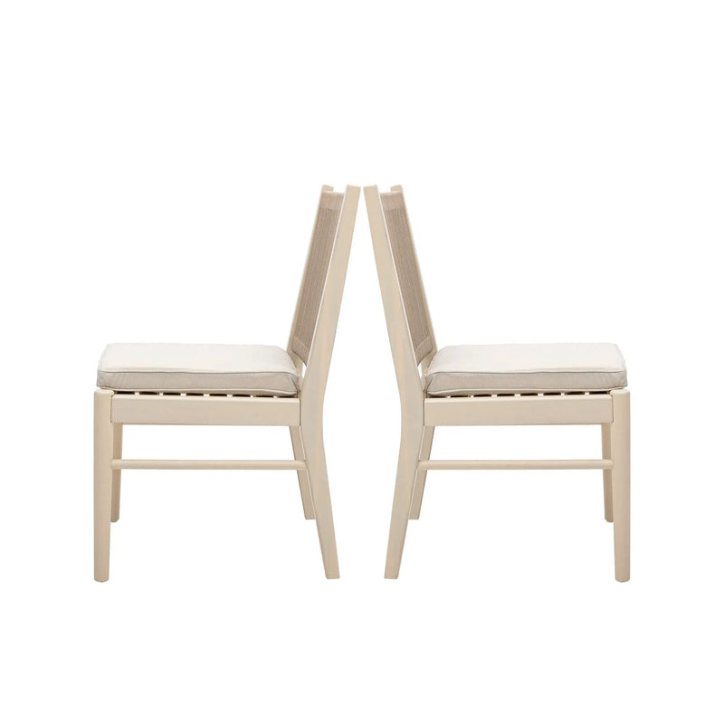 Cordoba - Dining Chair (Set of 2) With Acacia Wood Frame And Water Repellent Fabric - Beige / Yellow by HouseOfZazla