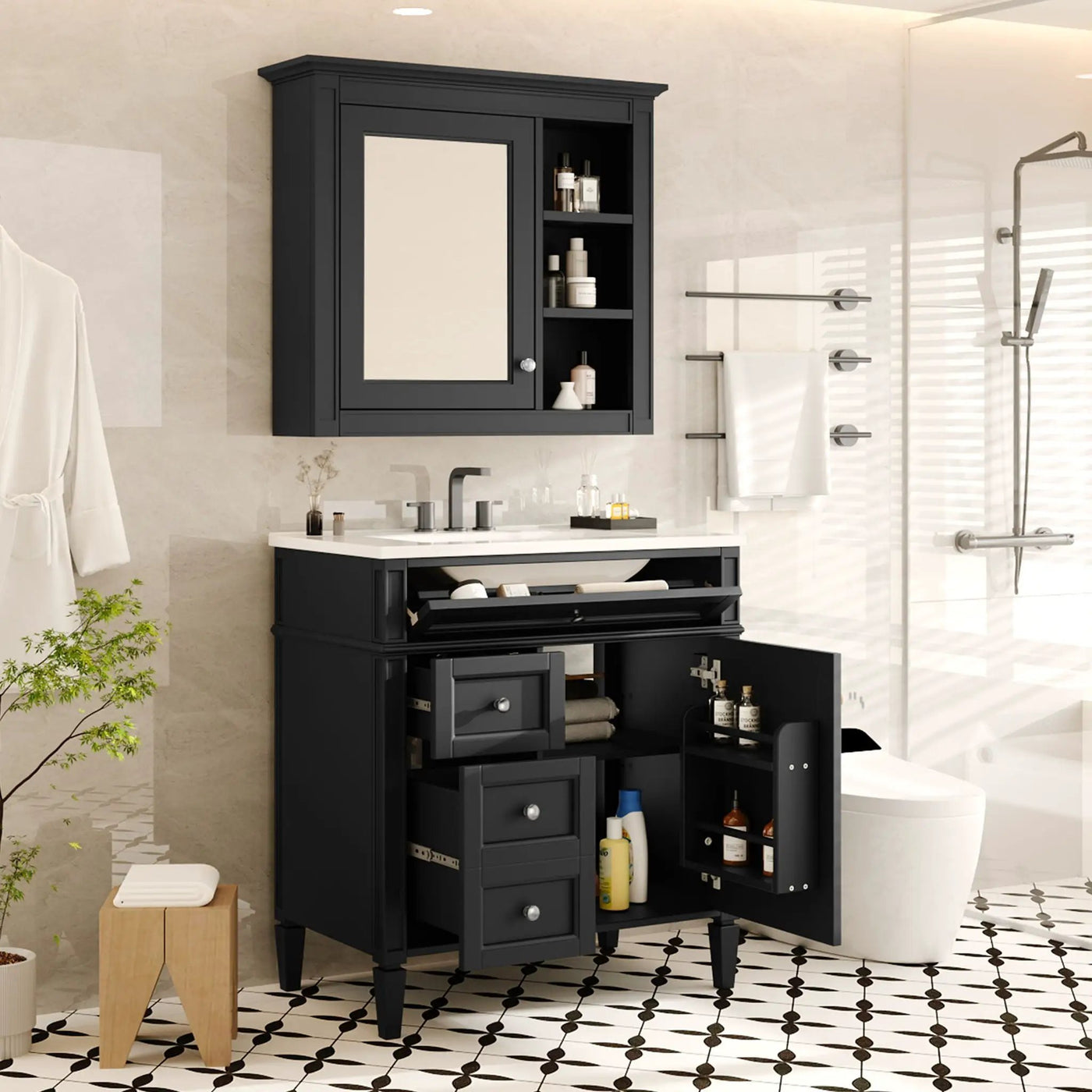 Bathroom Vanity With Medicine Cabinet and Storage by HouseOfZazla