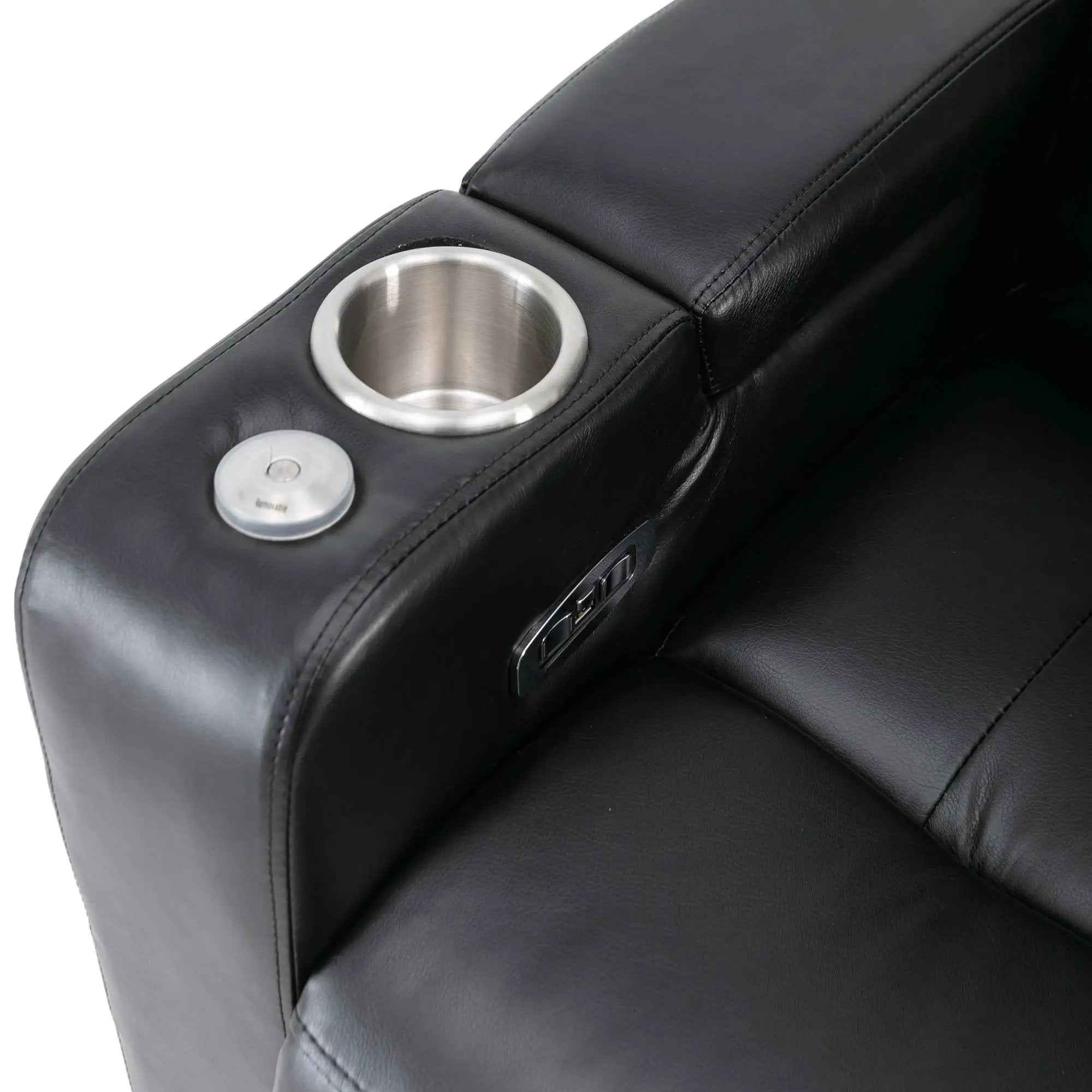 Premium Power Recliner & Storage Arms, Cupholders, Swivel Tray Table And Cell Phone Stand - Black by HouseOfZazla