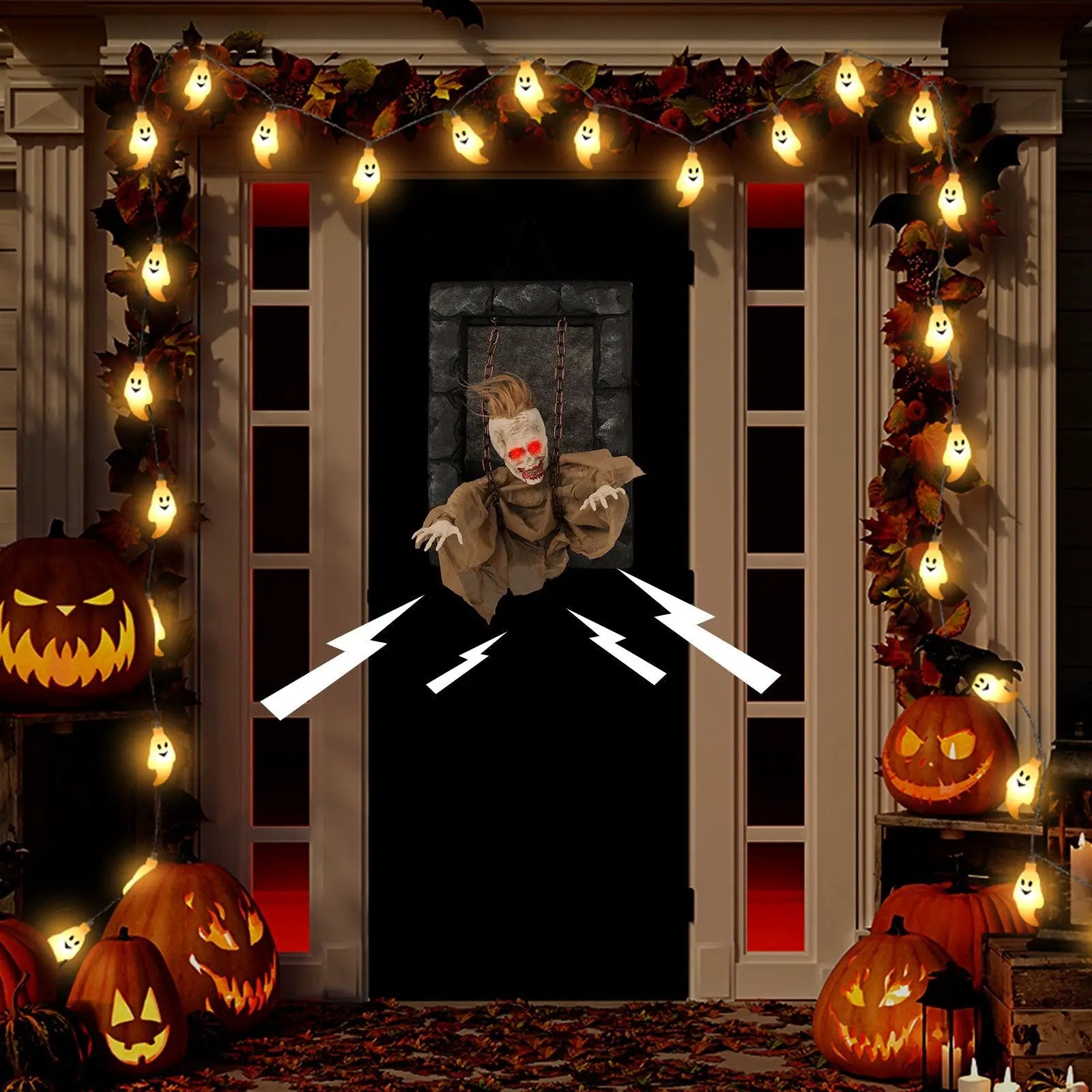 Halloween Hanging Animated Zombie Prisoner Decoration Sound-Activated by DirectDeals